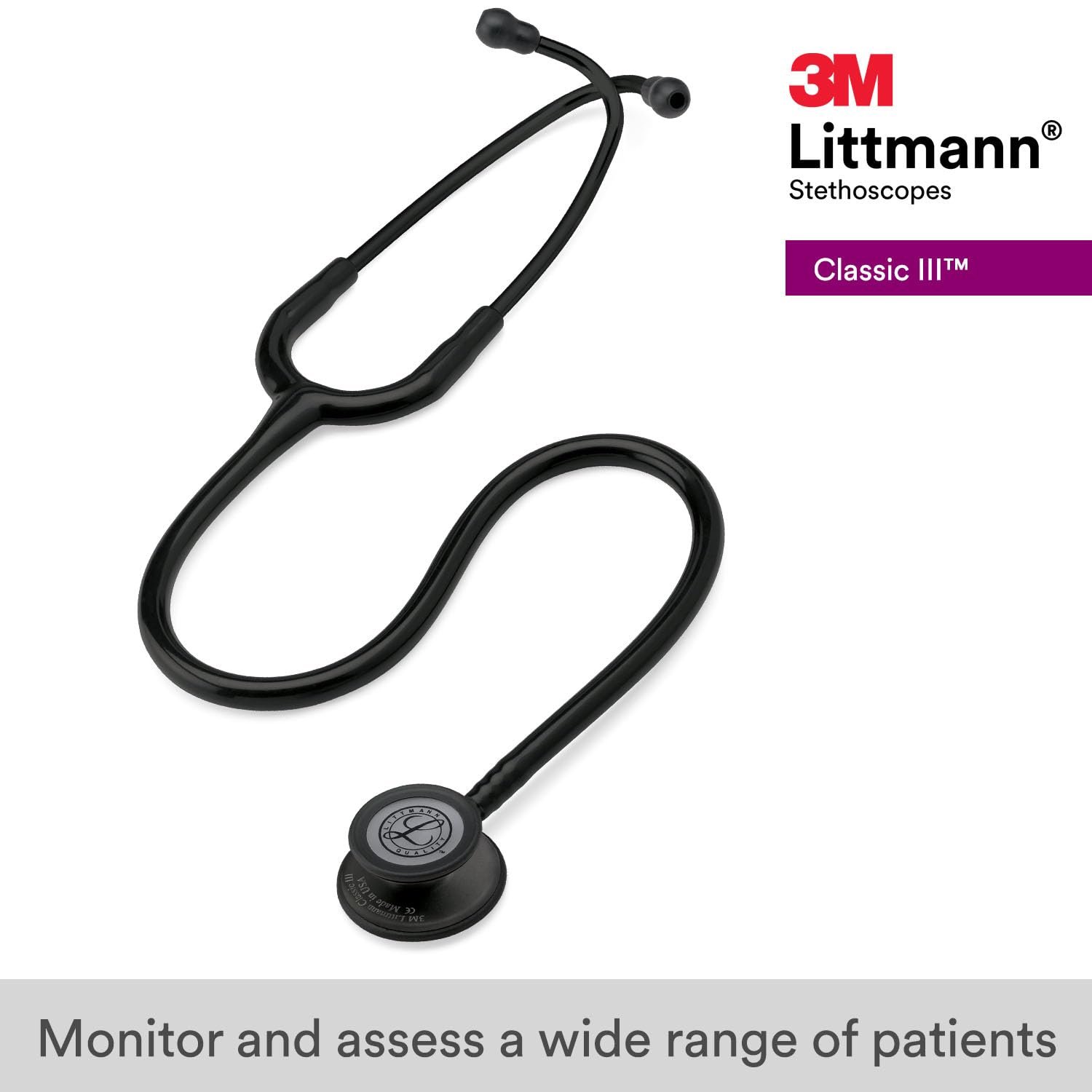 3M Littmann Classic III Stethoscope Black 27 Inch - Image 2