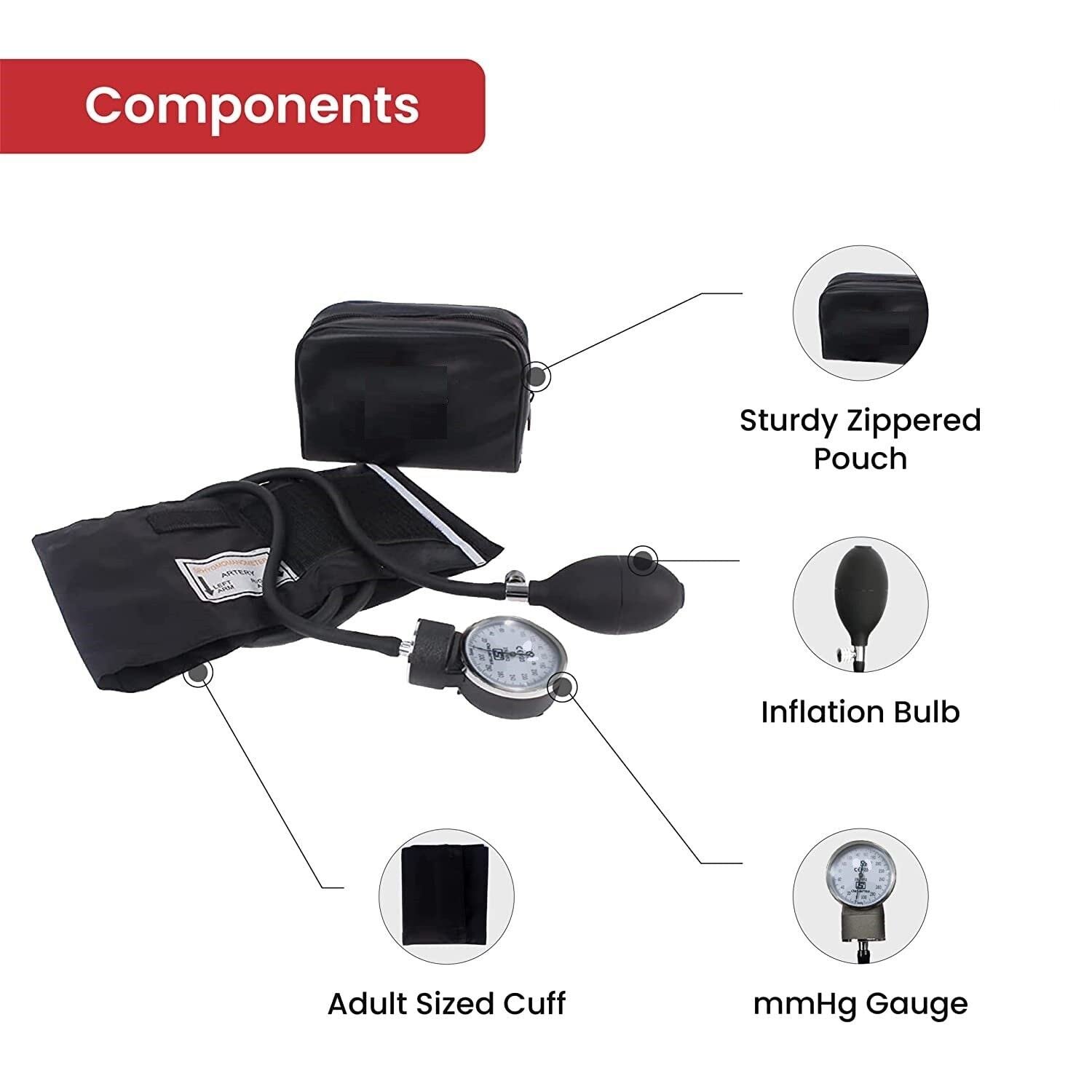 Blood Pressure Monitor Sphygmomanometer Aneroid Type Manual BP Monitor (Black) - Image 2