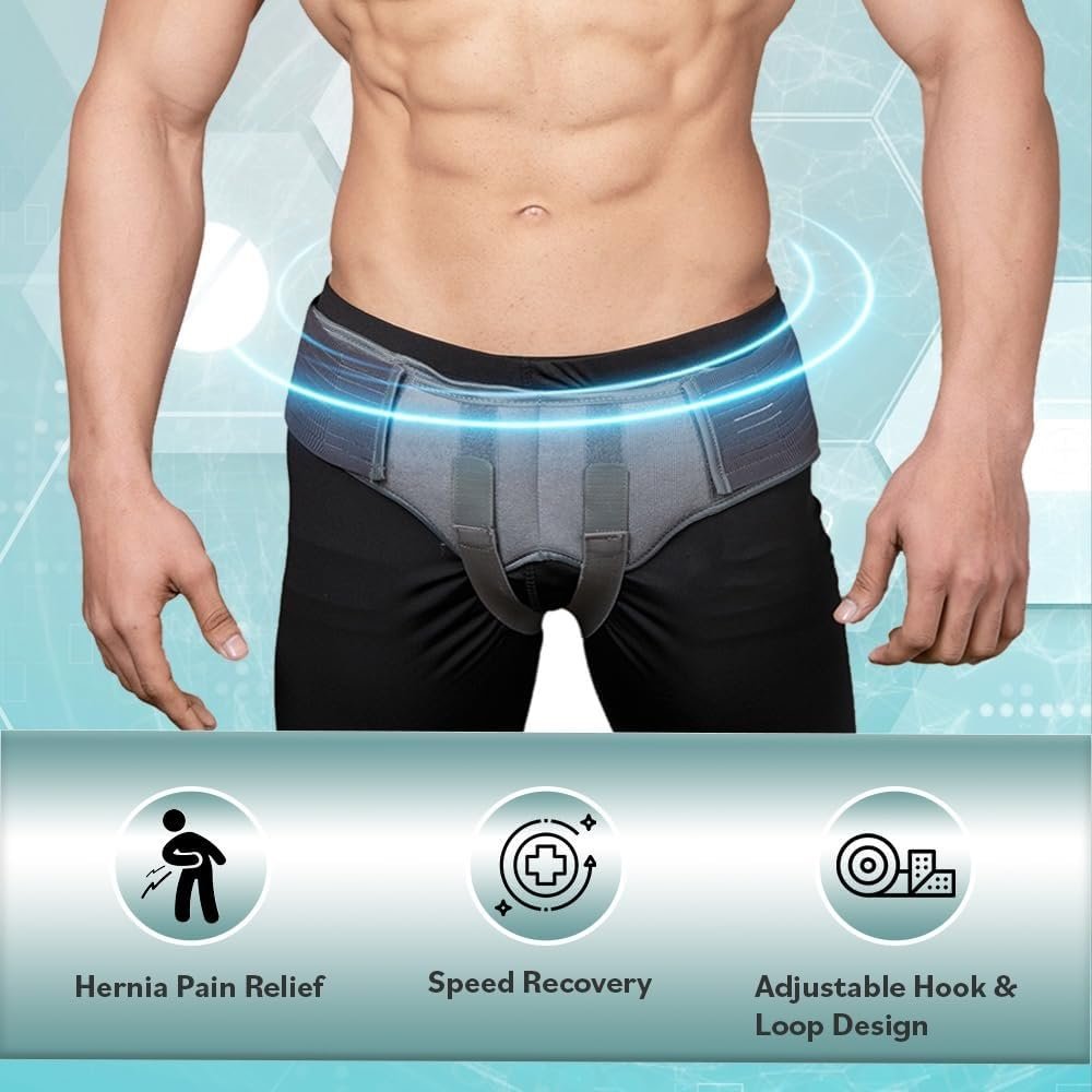 Hernia Support Belt Truss Brace, Single/Double Inguinal Hernia Pain Relief, Two Removable Compression Pads (Small) - Image 5