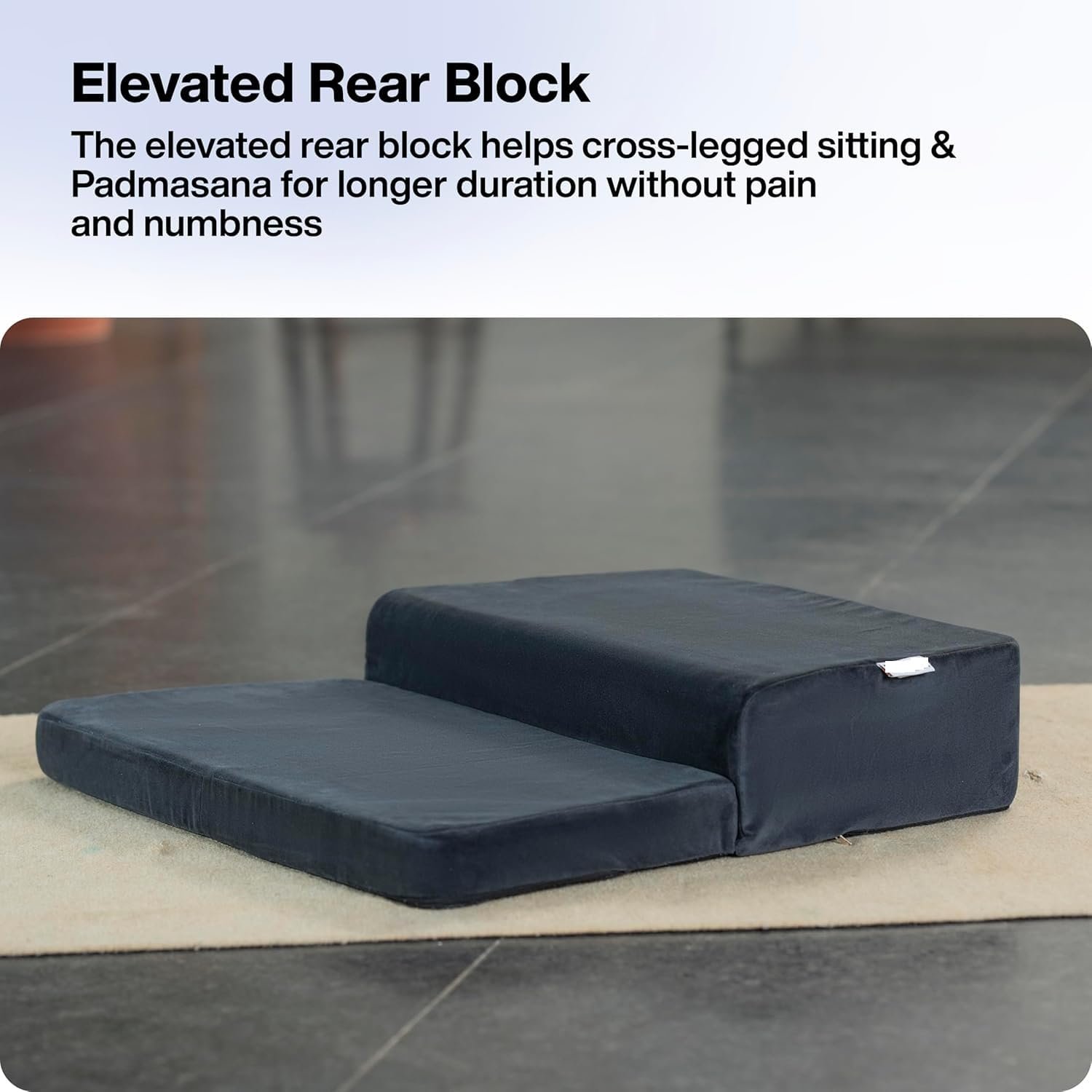 Meditation Cushion - Foldable Portable Large Size Meditation Yoga Block, Light Weight, Easy to Carry with Premium Removable & Washable Velvet Cover (Dark Grey) - Image 4