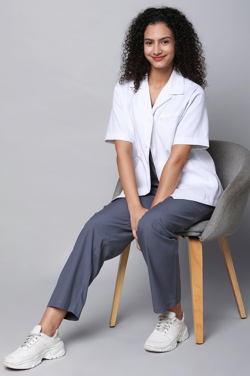 Women's Lab Coat | Poly Viscose Short Sleeves Short Medical Apron - Image 5