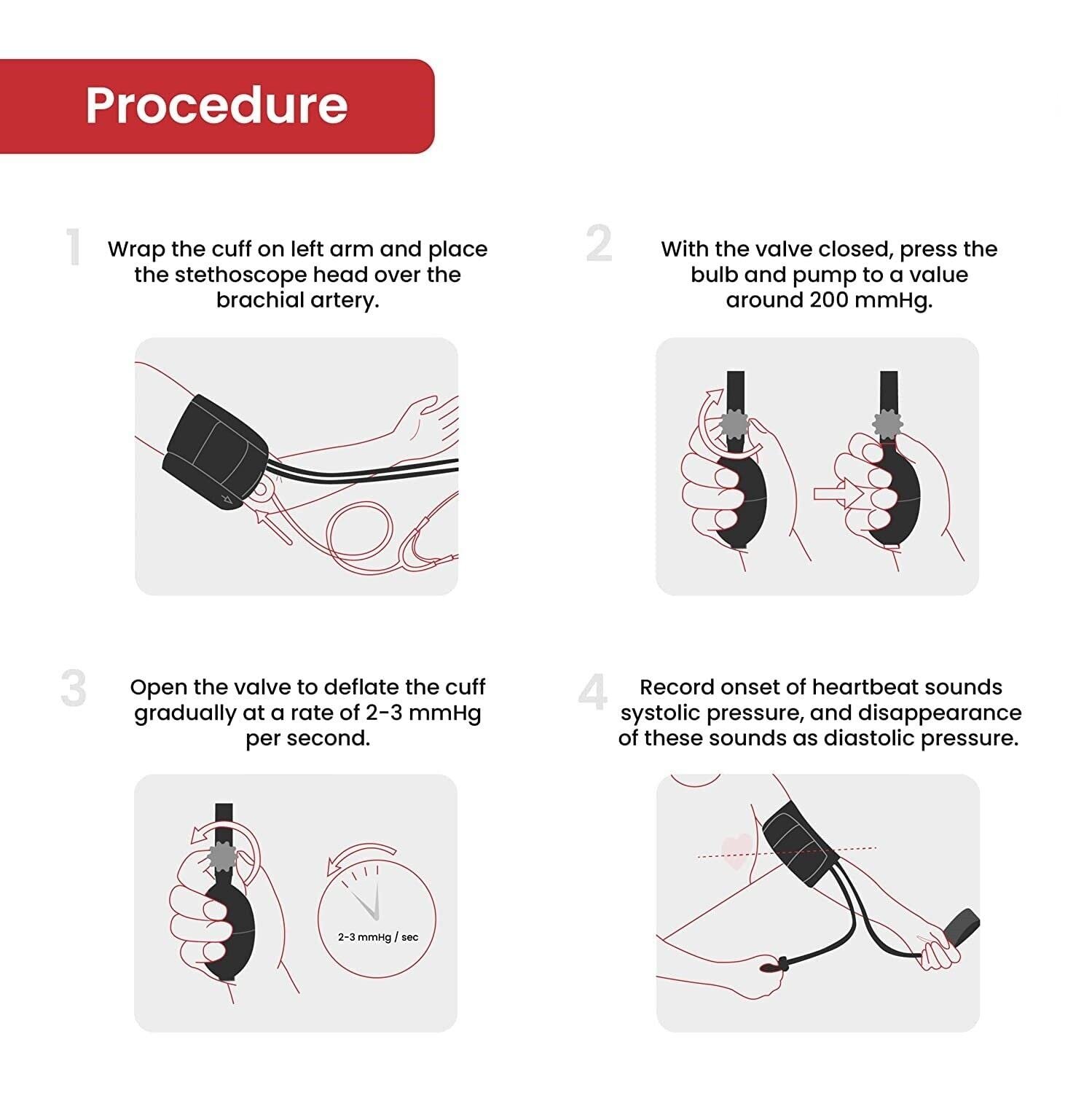 Blood Pressure Monitor Sphygmomanometer Aneroid Type Manual BP Monitor (Black) - Image 5