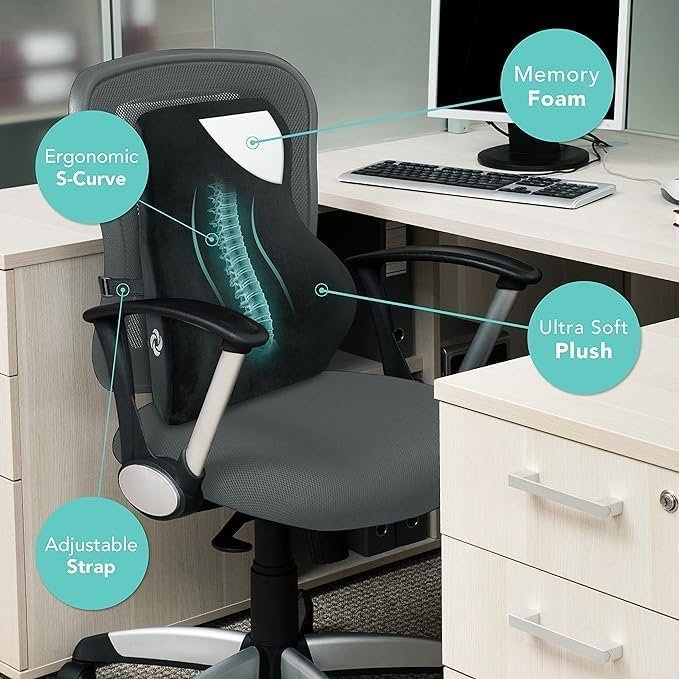 Back Support for Chair, Memory Foam Car Seat Back Support,Orthopedic Lumbar SupportBack Rest for Back Pain Relief - Back Pillow for Sitting - Image 3