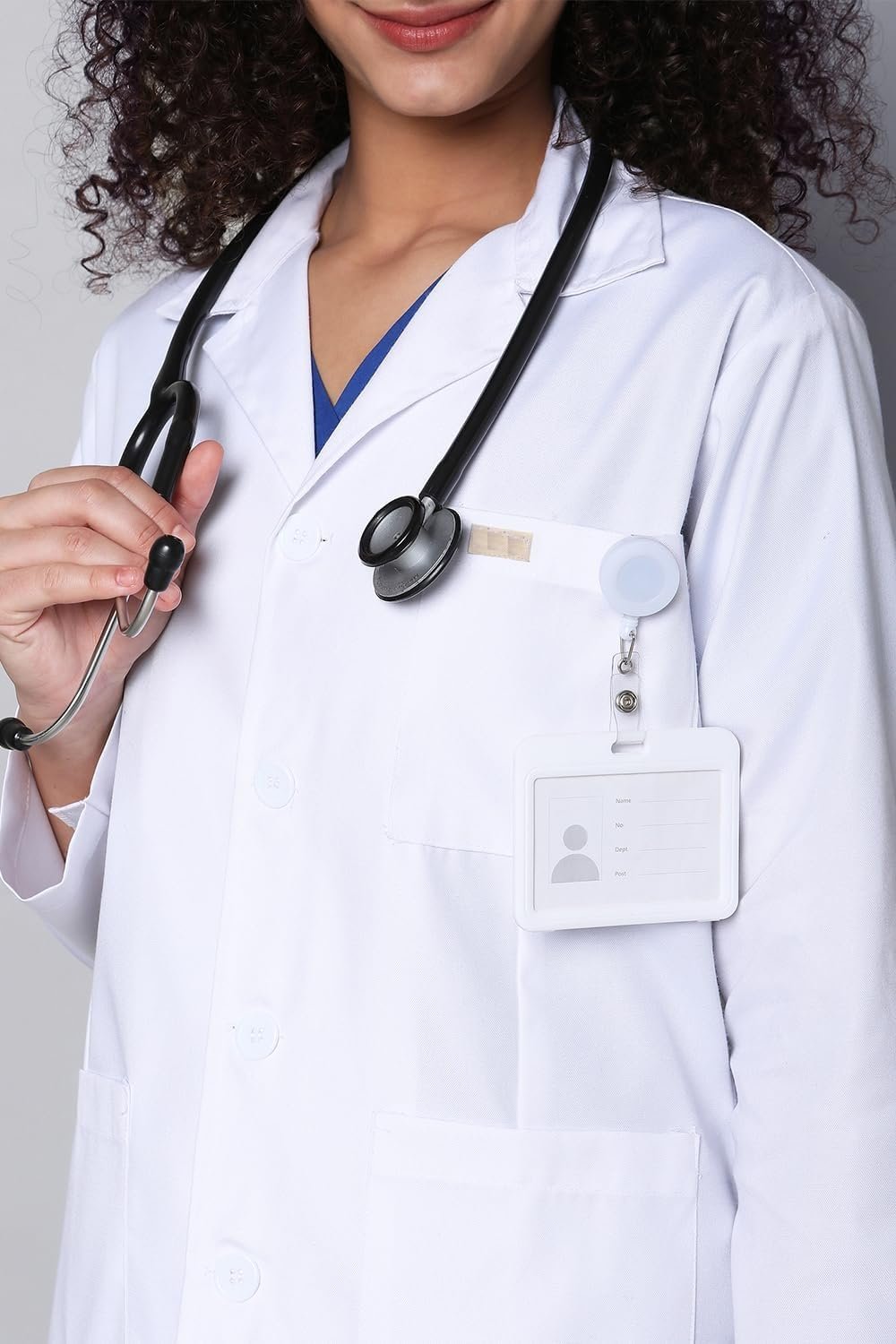 Women's Lab Coat | Poly Viscose Long Sleeves Short Medical Apron - Image 4