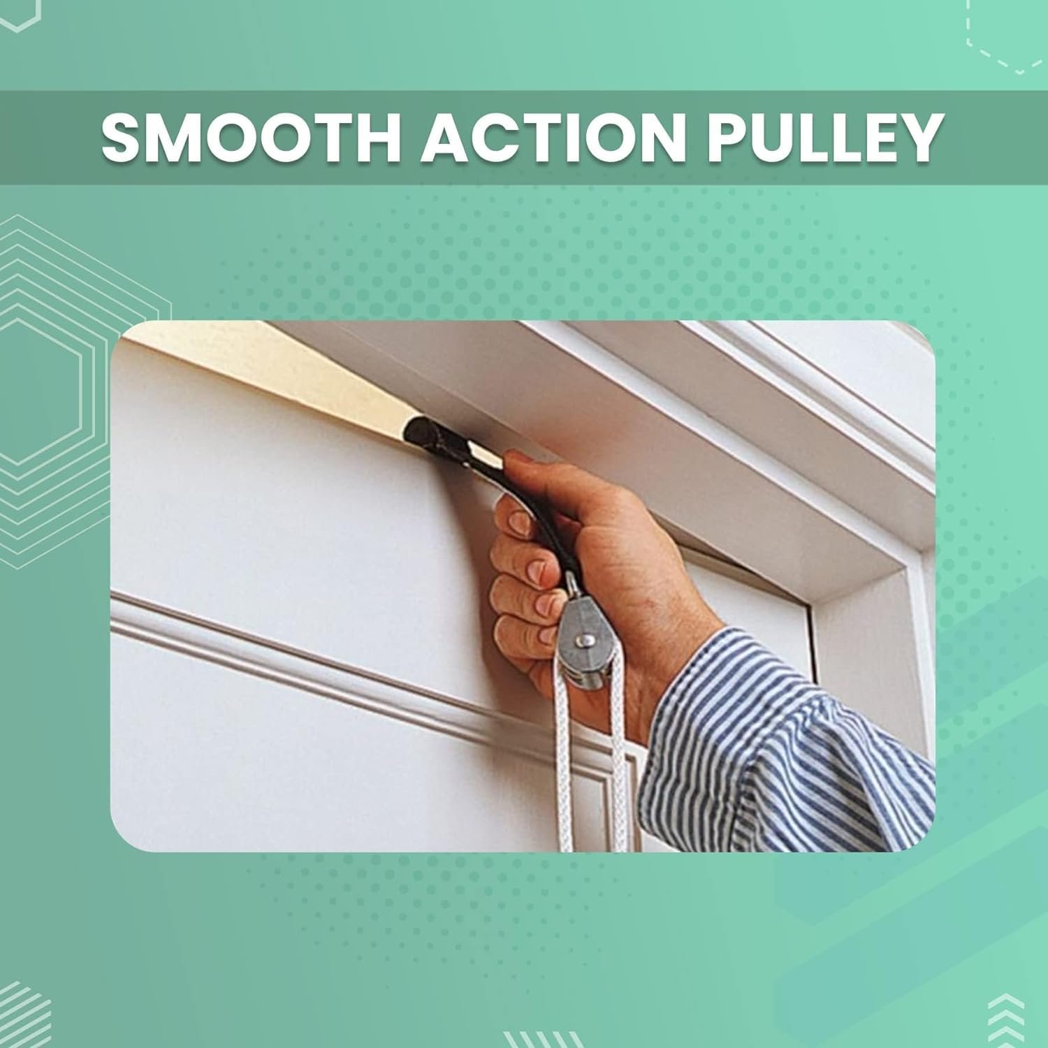 Pulley with Rope and Door Strap, Easy to Use Exercise Equipment for Frozen Shoulder and Hand/Arm Exercise Material Nylon Plastic Colour Green and Black - Image 5