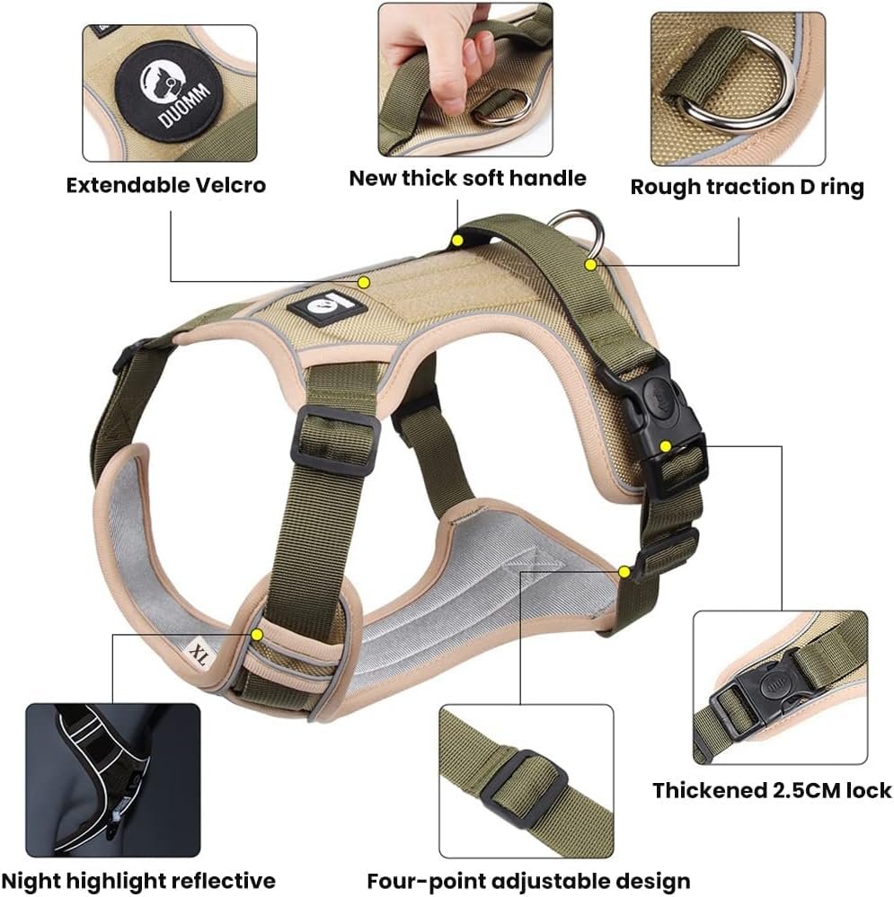 No Pull Dog Harness with Safety Reflective Strip Quick Release Buckle Adjustable Size Easy Control Handle -XL, Recommended Weight: 22.5kg-45kg - Image 2