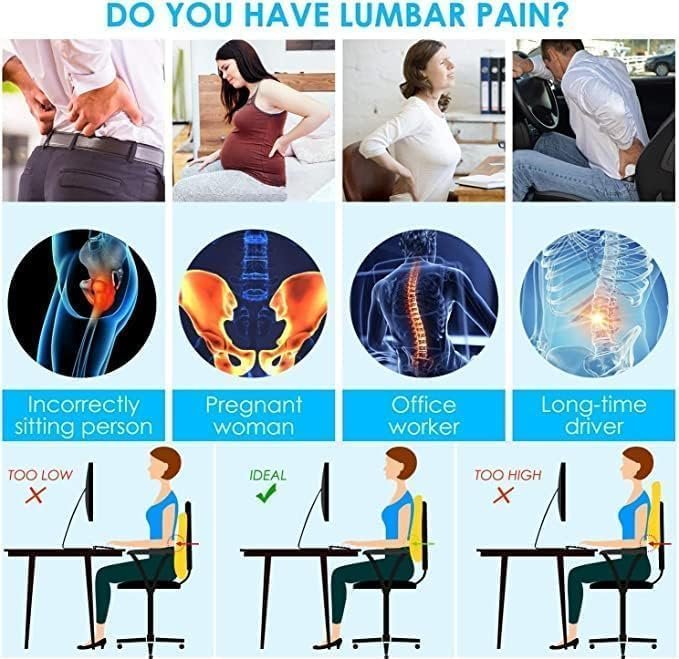 Back Support for Chair, Memory Foam Car Seat Back Support,Orthopedic Lumbar SupportBack Rest for Back Pain Relief - Back Pillow for Sitting - Image 5
