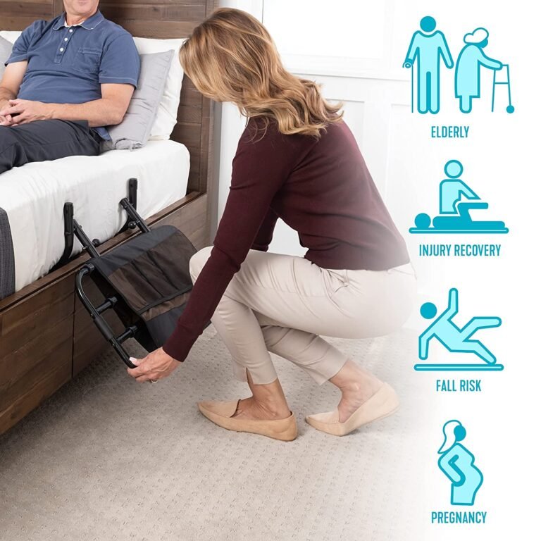 Adjustable Bed Rail for Elderly Adults with Grab Bar & Pouch - Image 6