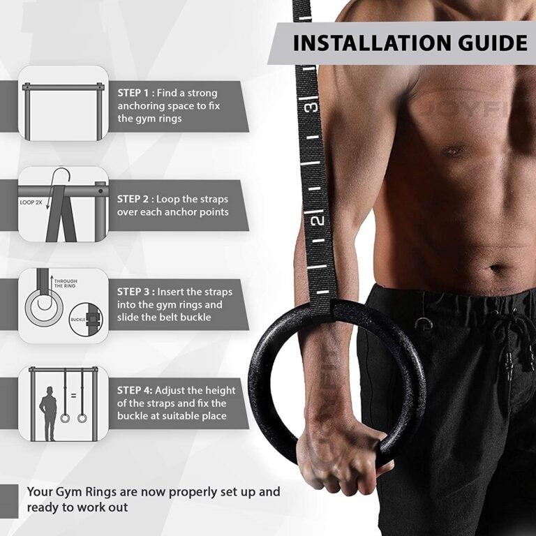 Gym Rings -with 990 lbs Load Capacity, Adjustable Buckle Straps for Cross-Training Workout, Exercise,(Set of 2) (Black) StrengthTraining,Gymnastics, Bodybuilding, Pull Ups for Men and Women - Image 3