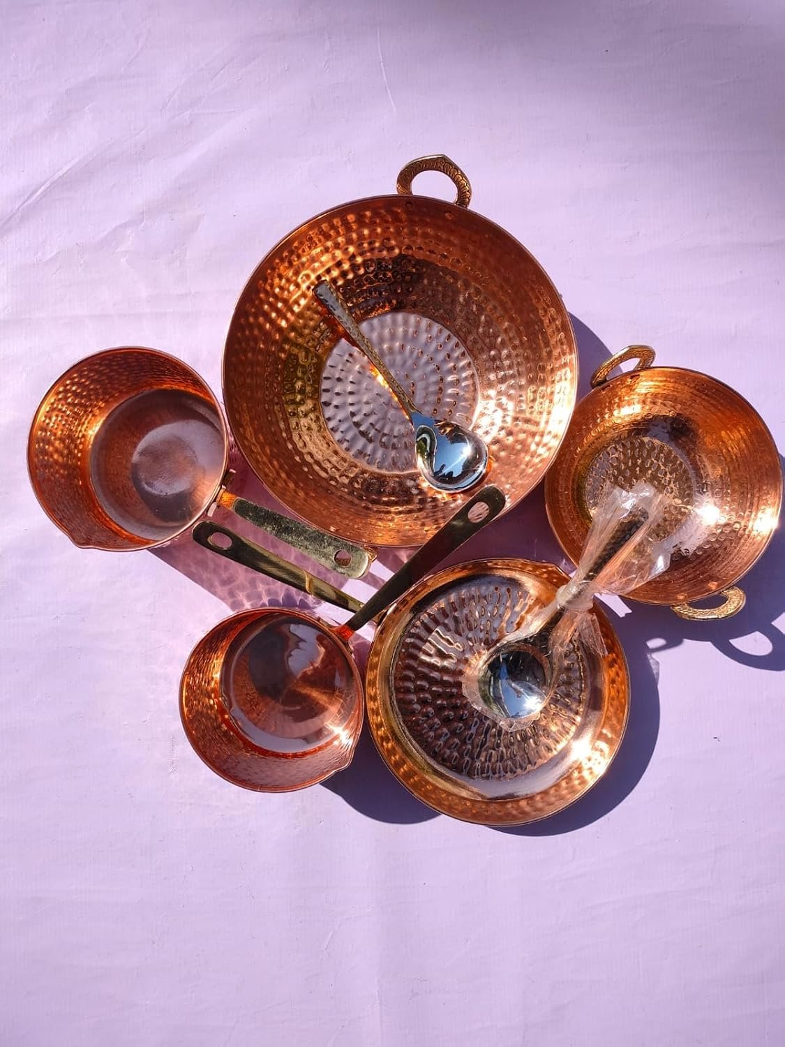 Pure Copper Cookware Set 10 Piece with Brass Handles - Image 2