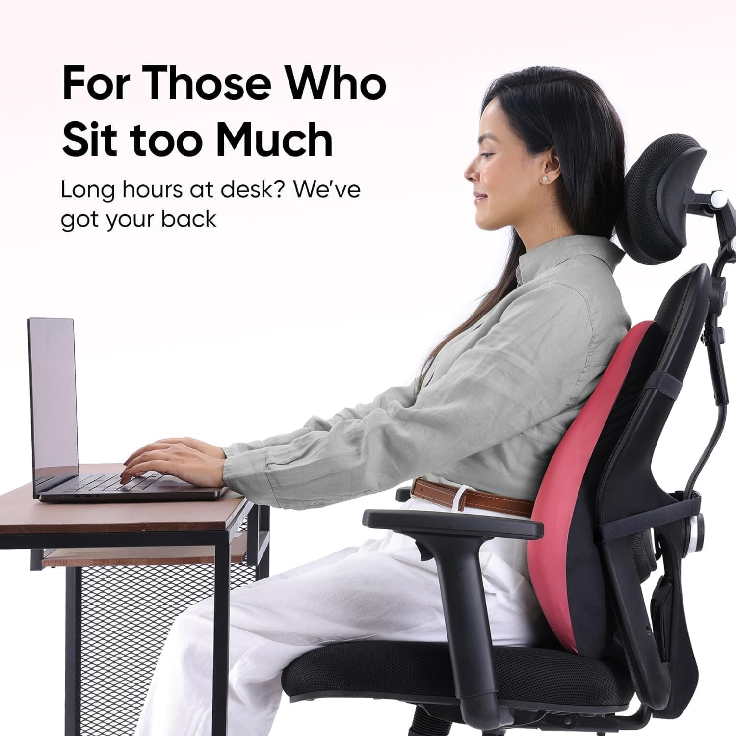 Backrest Cushion | High-Density Memory Foam | Premium Lumbar Support for Chairs | Durable Back Pillow for Office Chair & Home Use | Breathable & Machine-Washable Cover (Barbie Pink) - Image 4
