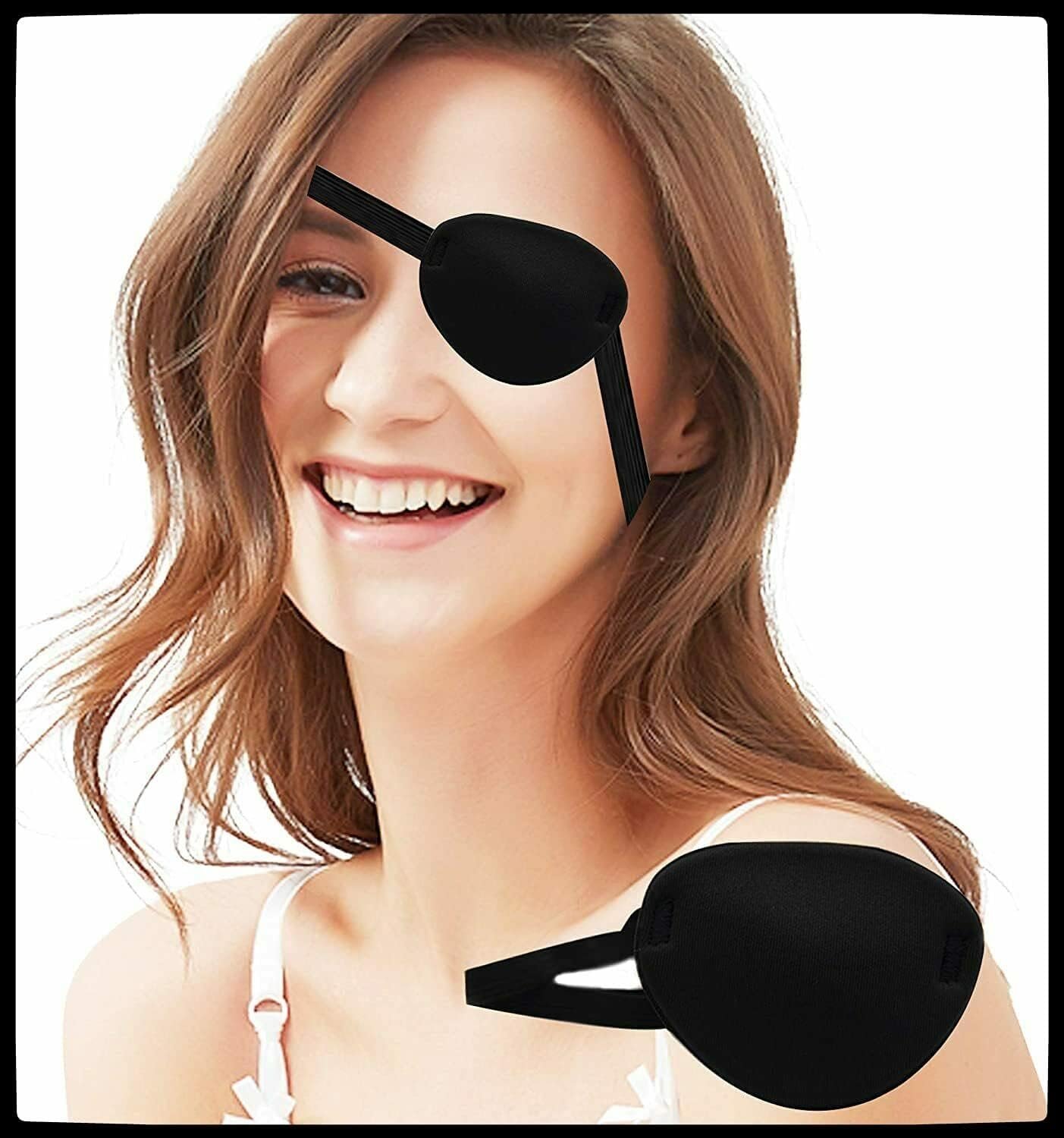 Adult Kid's Black Adjustable Soft Pirate Eye Patch Single Eye Mask - Image 8