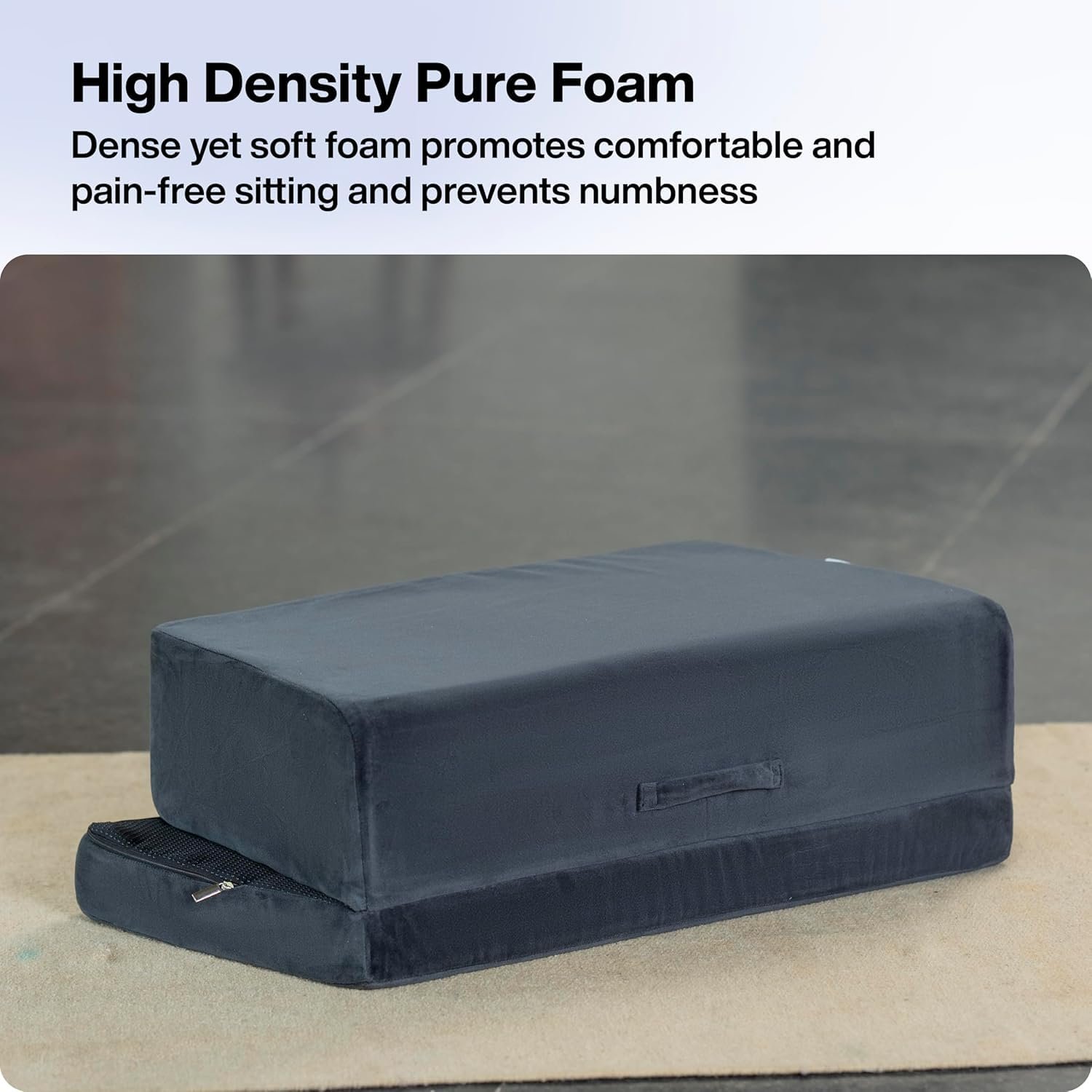 Meditation Cushion - Foldable Portable Large Size Meditation Yoga Block, Light Weight, Easy to Carry with Premium Removable & Washable Velvet Cover (Dark Grey) - Image 5