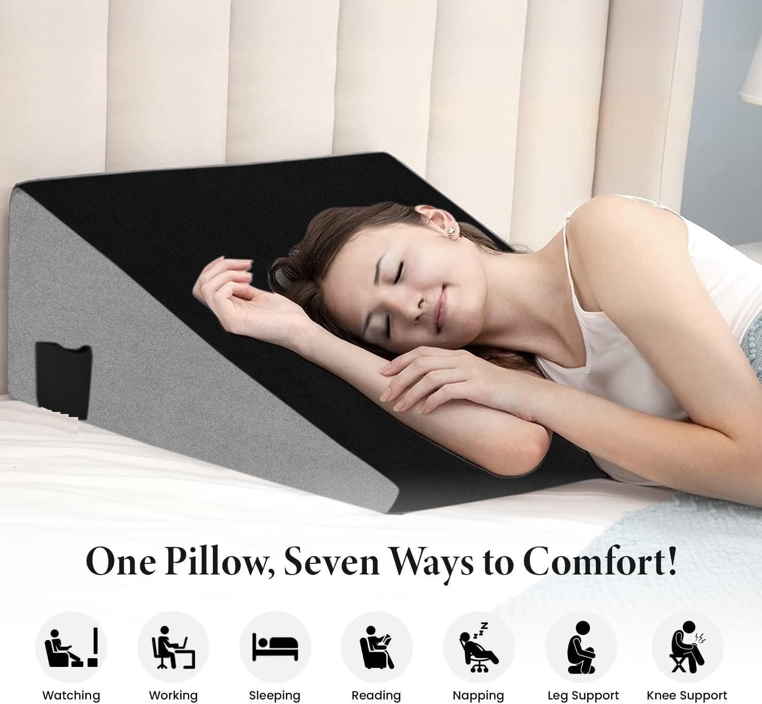 Memory Foam Wedge Pillow for Back, Leg & Sleeping Support - Image 3