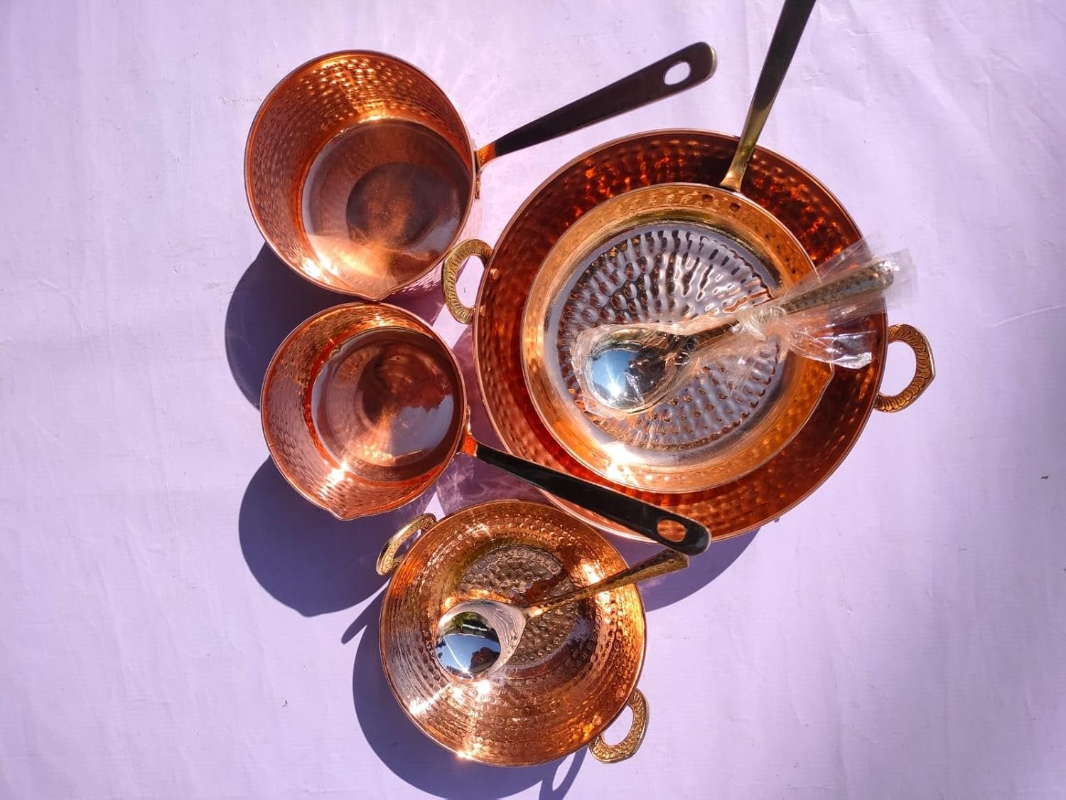 Pure Copper Cookware Set 10 Piece with Brass Handles - Image 7