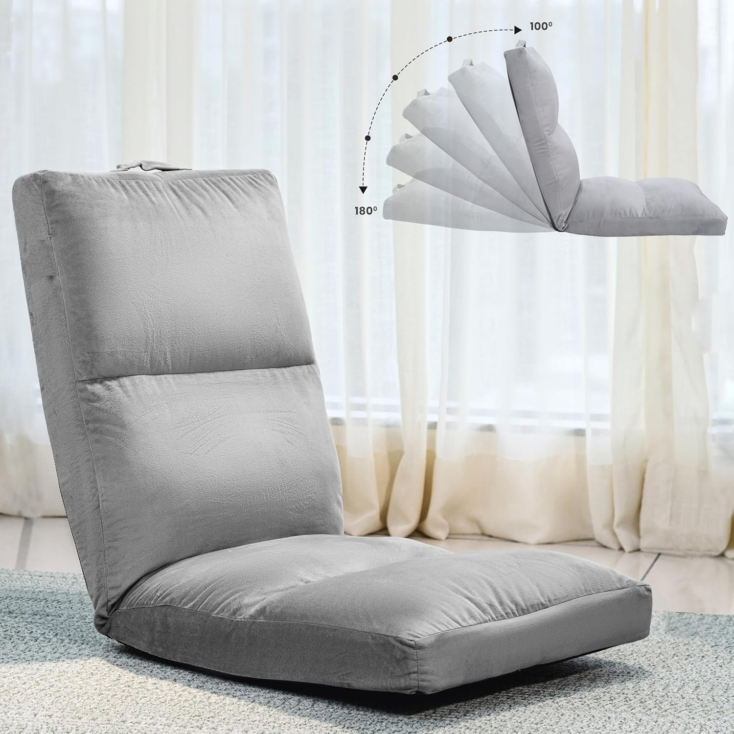 Reclining Floor Chair for Living Room | Meditation Chair | Adjustable Back Rest with 5 Position Lock-in | Back Support | Maintain Posture While Sitting on Floor for Yoga/Pooja Black - Image 6