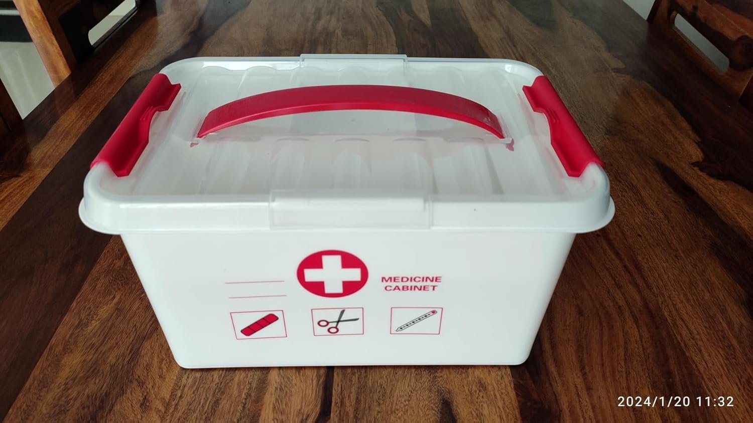 Portable Double Layers Cabinet First Aid Kit Box Household Plastic Pill Storage Box with Detachable Tray and Handle - Image 5