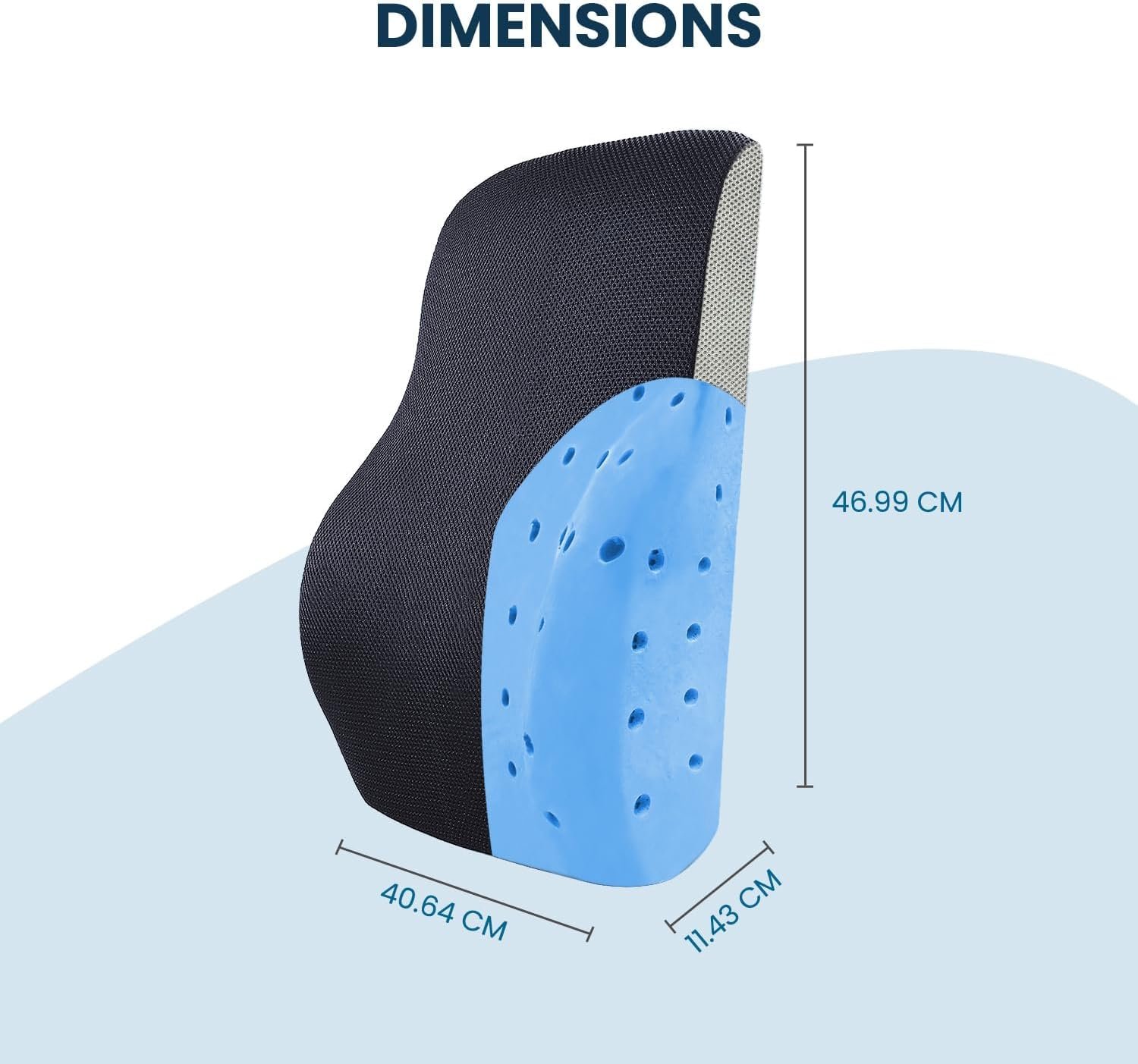Back Support for Office Chair Lumbar Support for Office Chair, Car Seat Back Support, Memory Foam Pillow (Gel Ventilated, Black/Grey) - Image 3