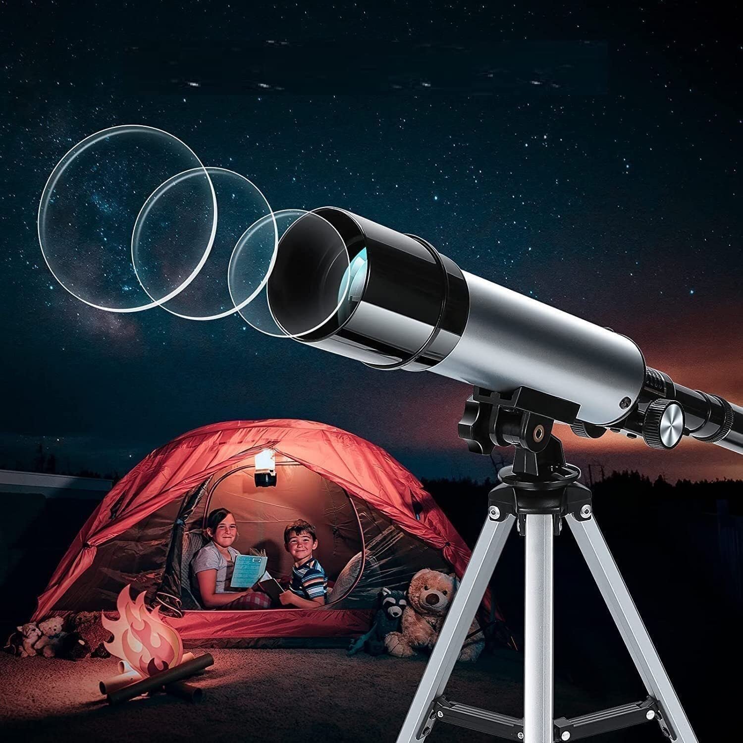 Telescope Zoom 90X HD Focus Astronomical Refractor with Portable Tripod Stand - Image 3
