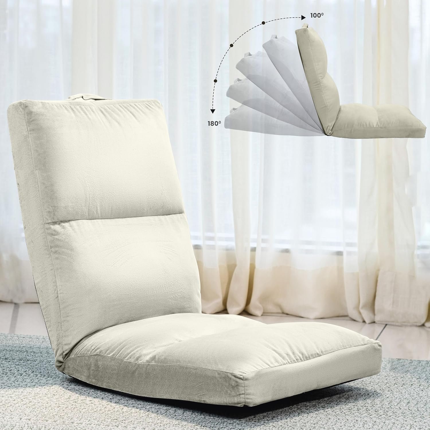 Reclining Floor Chair for Living Room | Meditation Chair | Adjustable Back Rest with 5 Position Lock-in | Back Support | Maintain Posture While Sitting on Floor for Yoga/Pooja Black - Image 2
