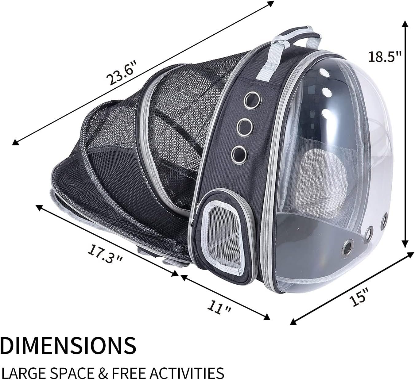 Side Door Design Cat Cage, Expandable Cat Backpack Carrier, Transparent Capsule Air Breathable Transparent Carrier Back Pack for Travelling, Ourdoor Use, for Small Pet - Image 6