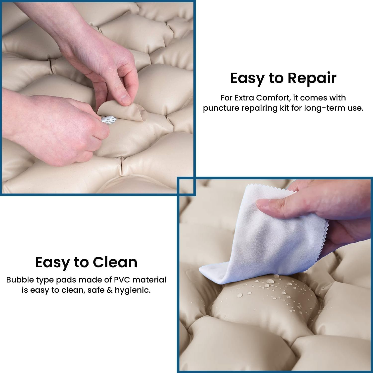 Polyvinyl Chloride Anti-Decubitus Air Bed for Bed Sores Prevention - German Tech Fine Bubble Mattress &Air Pump|Weight Capacity Up to 130Kg - Ideal for Hospital&Home Care Use, Grey - Image 3