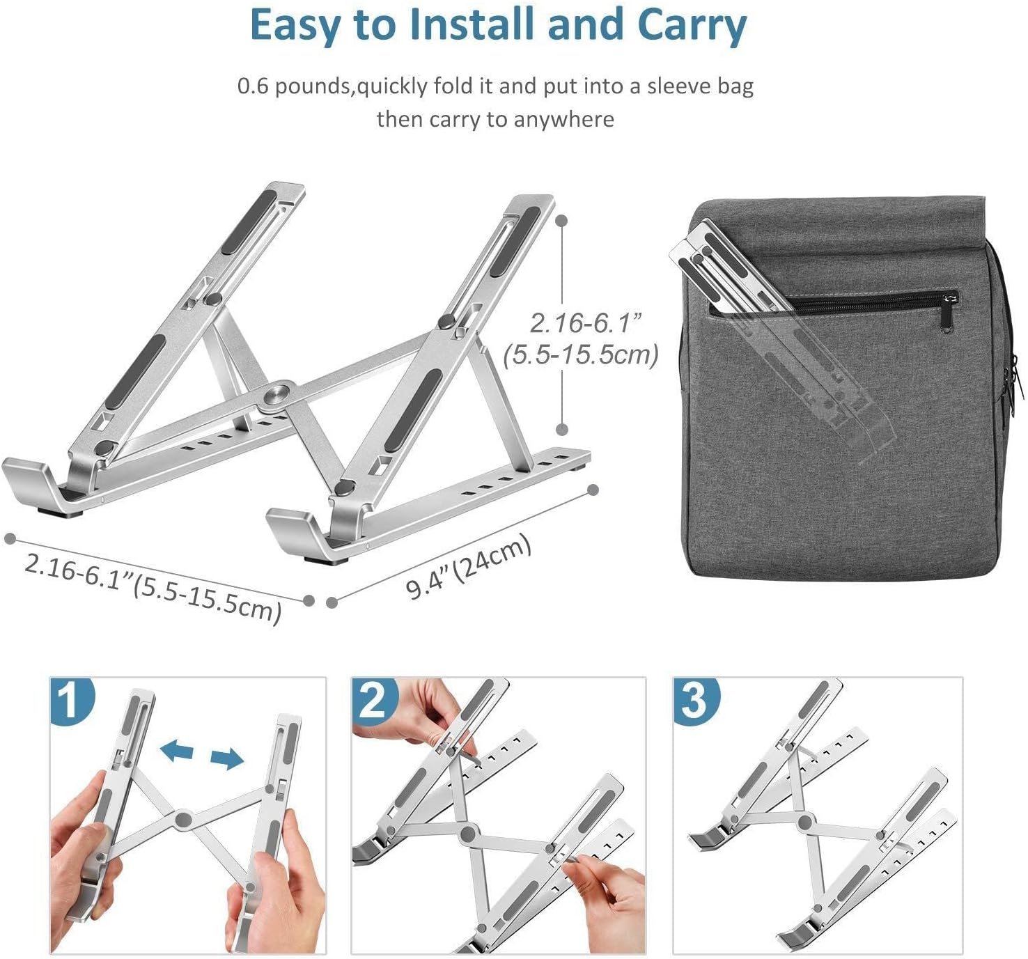 Laptop Computer Stand Tablet Stand, Foldable Portable Desktop Holder - Image 4
