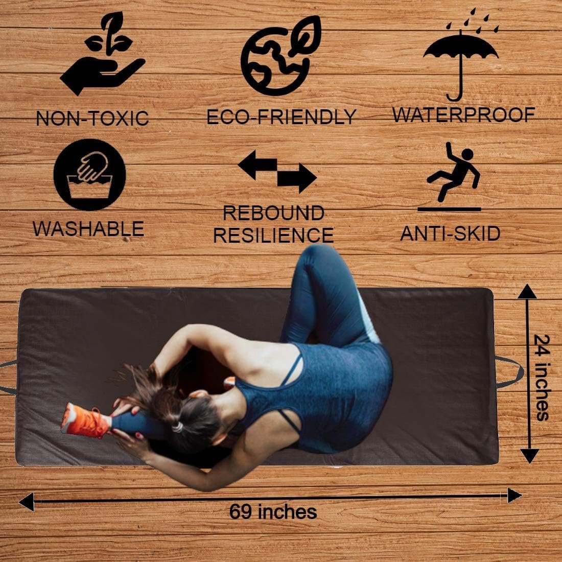 Premium 10MM PVC Leather Yoga Mat | Extra Thick Yoga Mat for Exercise, Fitness & Meditation with Carrying Strap for Men & Women - Brown (Professional Yoga Mat) - Image 4