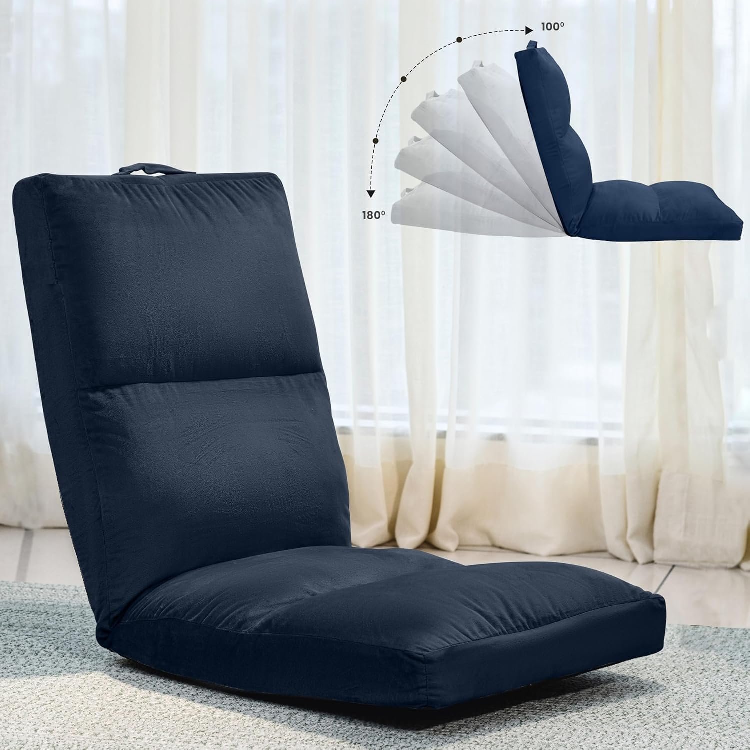 Reclining Floor Chair for Living Room | Meditation Chair | Adjustable Back Rest with 5 Position Lock-in | Back Support | Maintain Posture While Sitting on Floor for Yoga/Pooja Black - Image 5