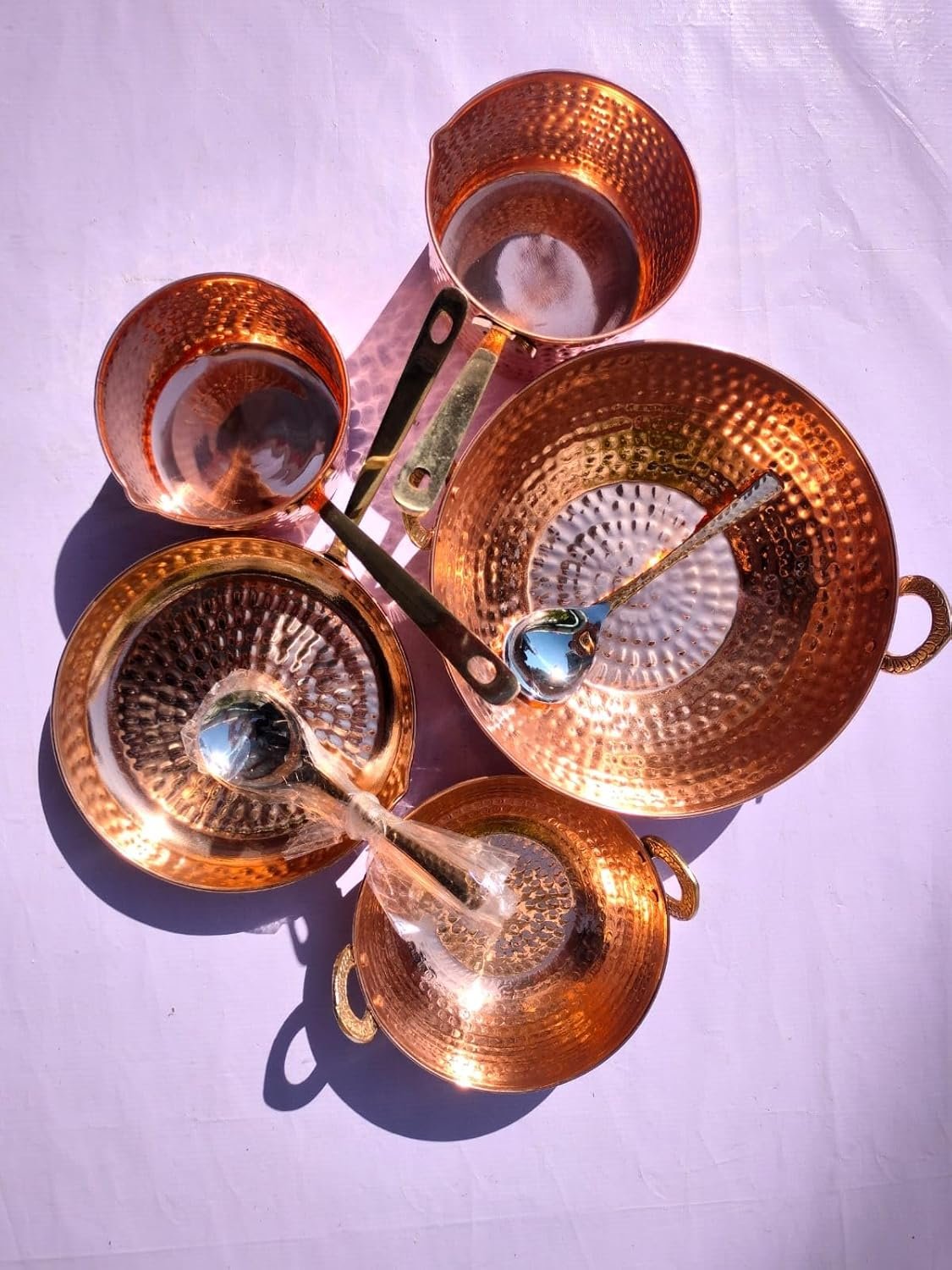 Pure Copper Cookware Set 10 Piece with Brass Handles - Image 8