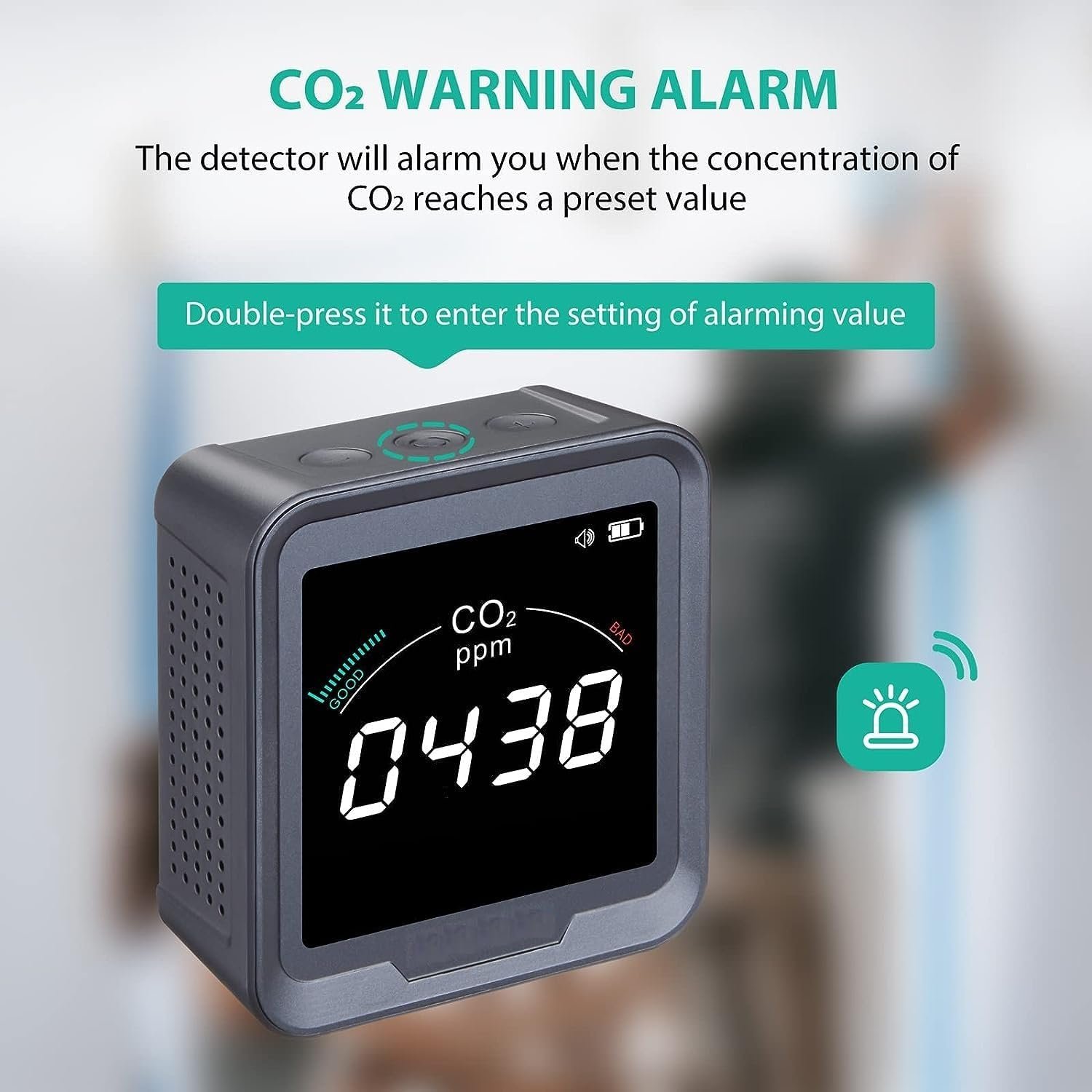 Indoor CO2 Detector| Air Quality Monitor | Tester for Carbon Dioxide | Temperature and Relative Humidity, Indoor CO2 Monitor with Alarm, for Grow Tents, Wine Cellars, Homes, Cars - Image 4
