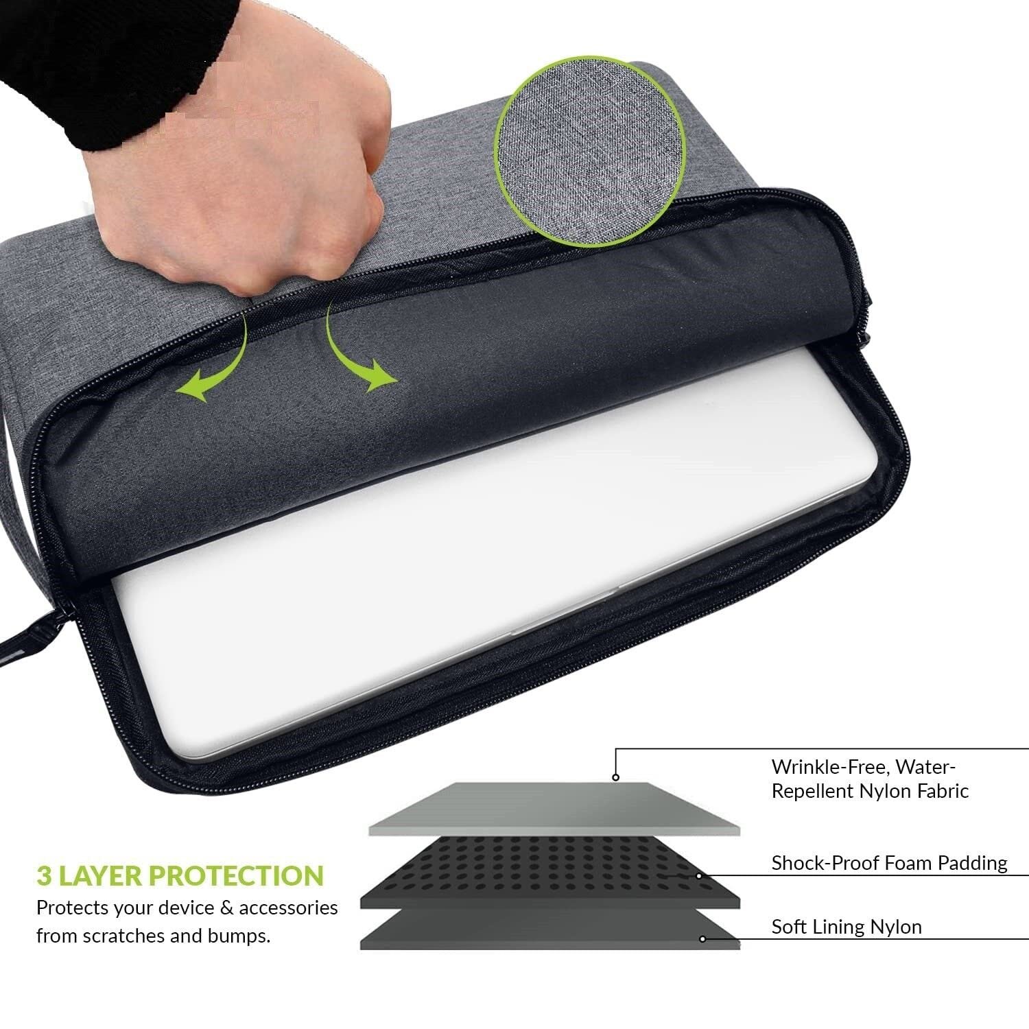 Laptop Bag Sleeve Case Cover for 15.6 Inch Laptop MacBook, Protective, Nylon - Image 5