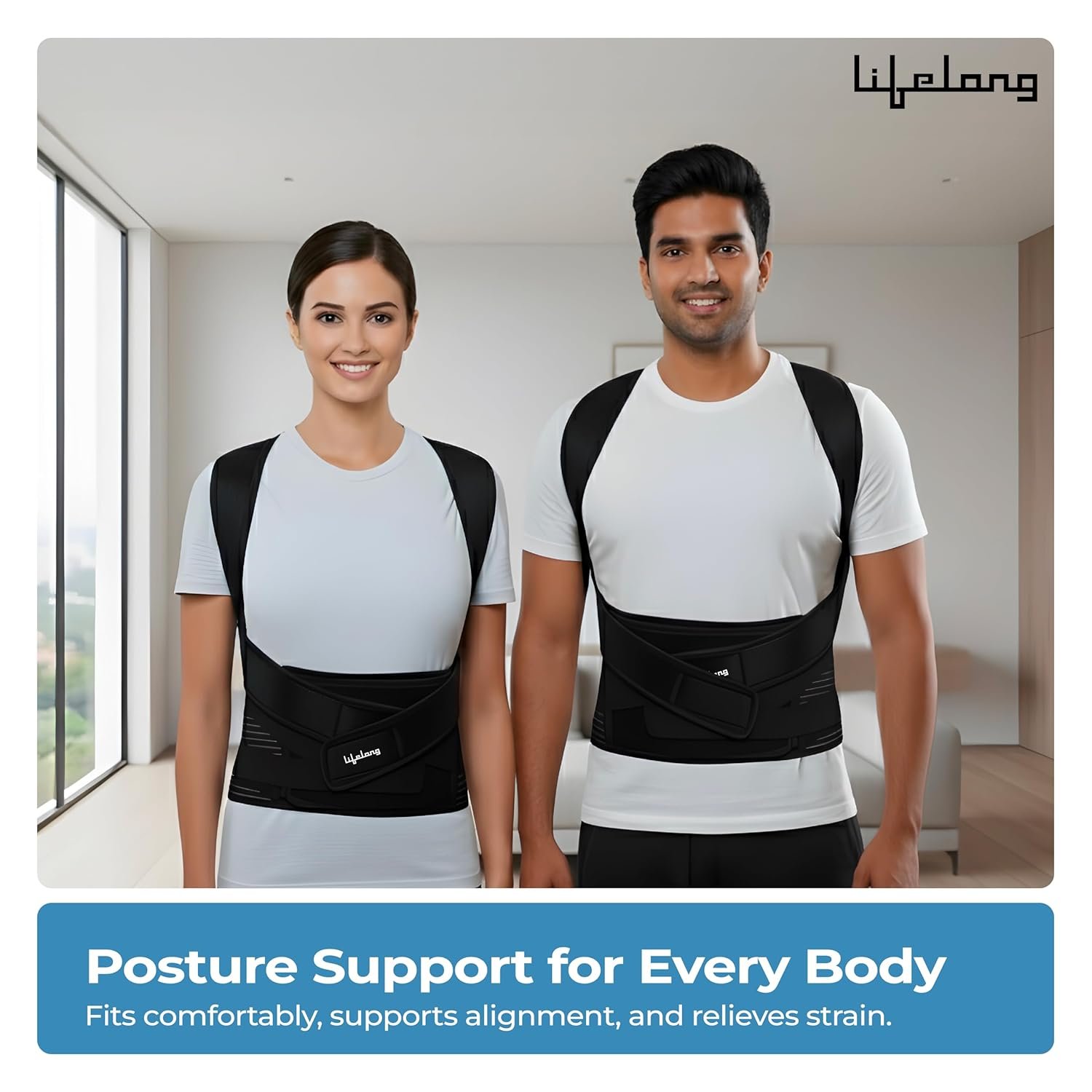 2-in-1 Posture Corrector Back Support Belt | Adjustable Free Size for Men & Women - Image 6