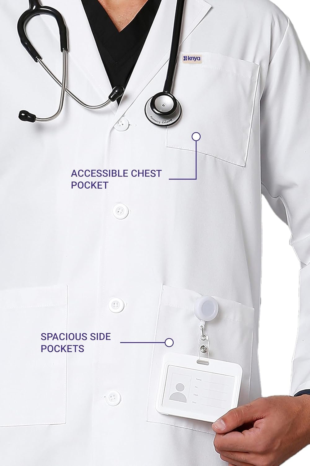 Medical Lab Coat for Men | Long Sleeve Poly Viscose Uniform - Image 3