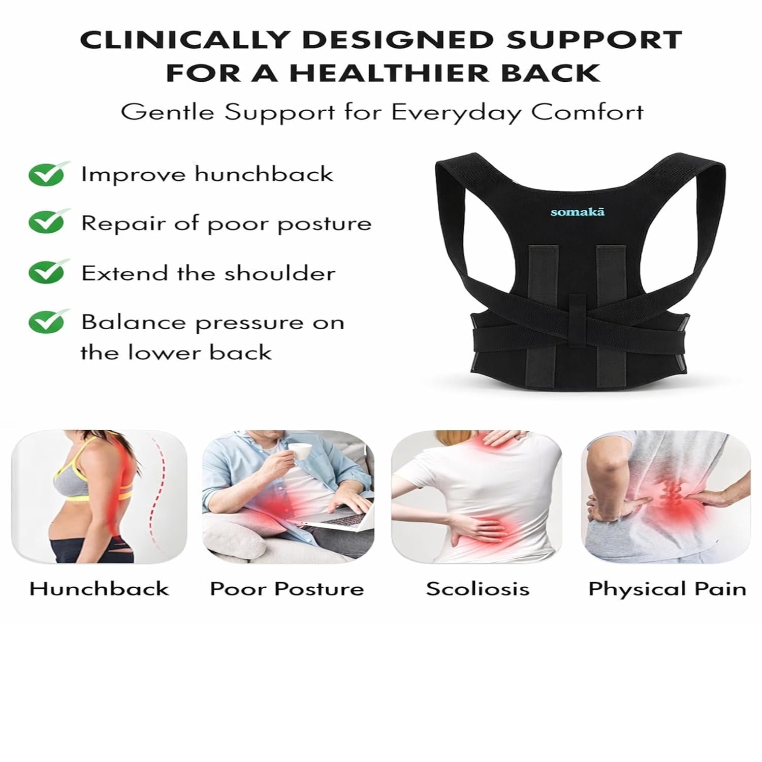 Posture Corrector for Men & Women Adjustable Back Brace - Image 3