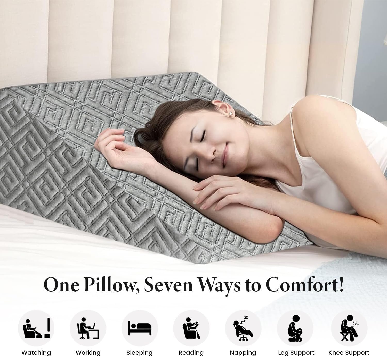 Orthopedic Memory Foam Wedge Pillow for Sleeping, Reading & Back Support - Image 4