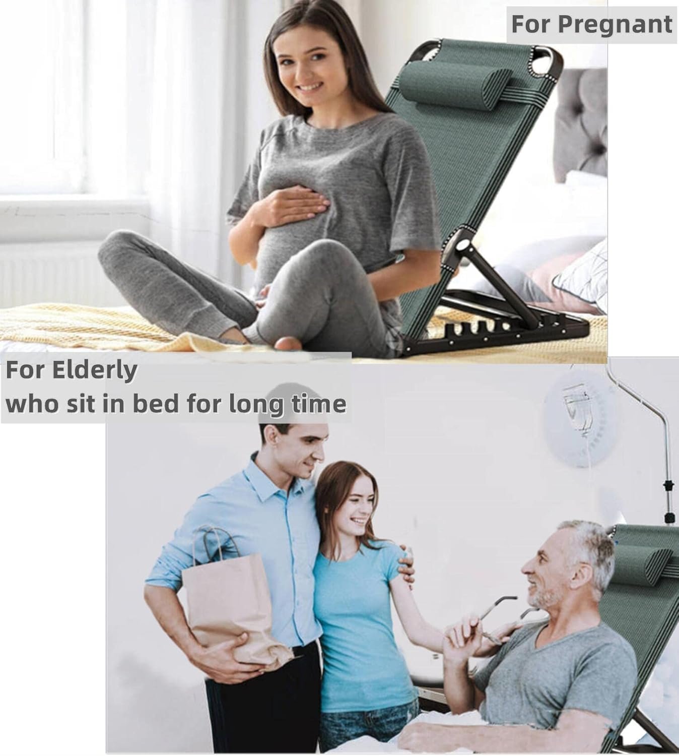 Adjustable Bed Backrest, Folding Sit-Up Support Chair - Image 7