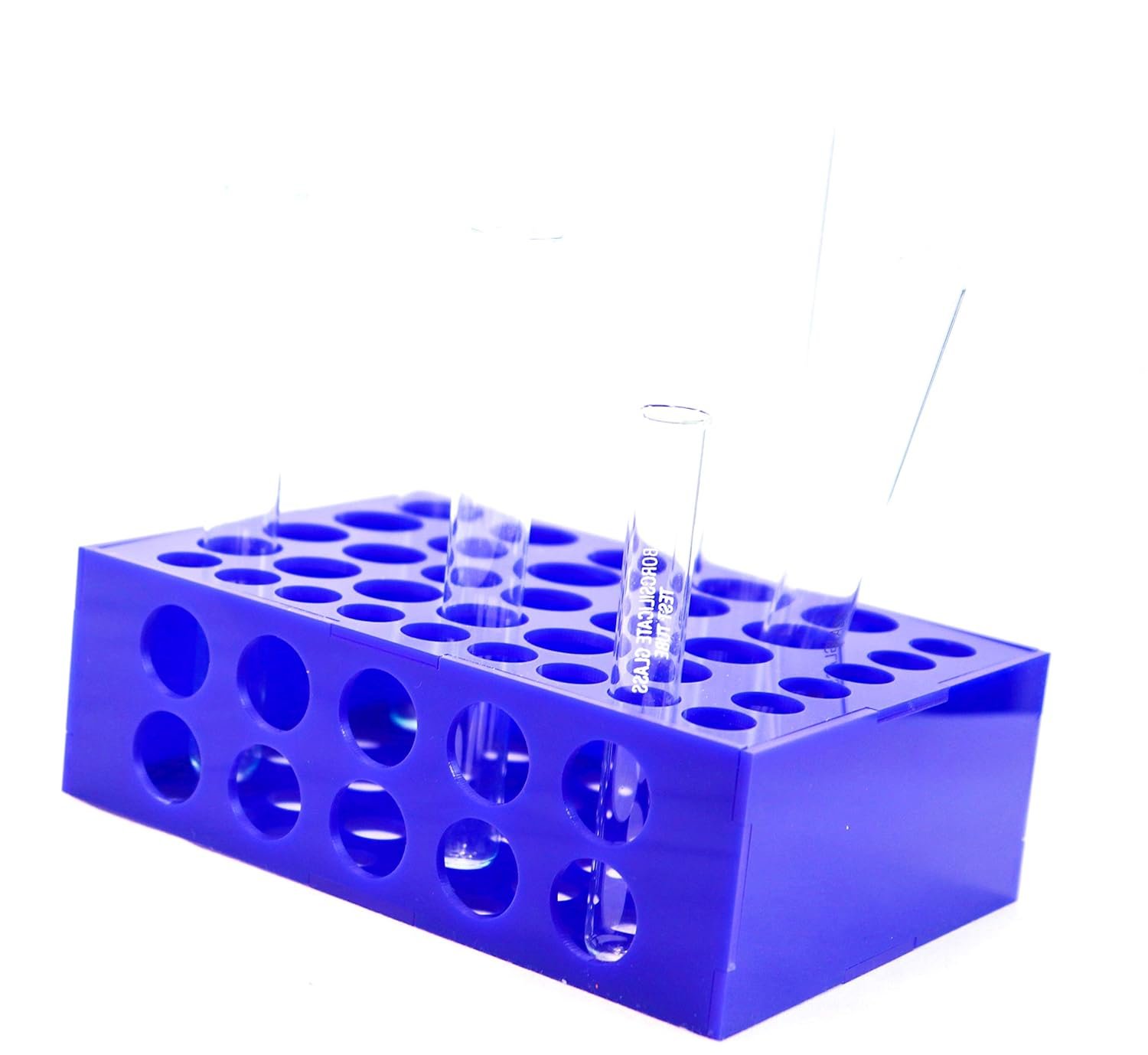 Test Tube Stand Holder Plastic 48 Holes Multipurpose for 12x125mm,16x150mm,18x150mm,etc Size Test Tubes Glassware labware Blue Chemistry lab Experiment-1 - Image 2