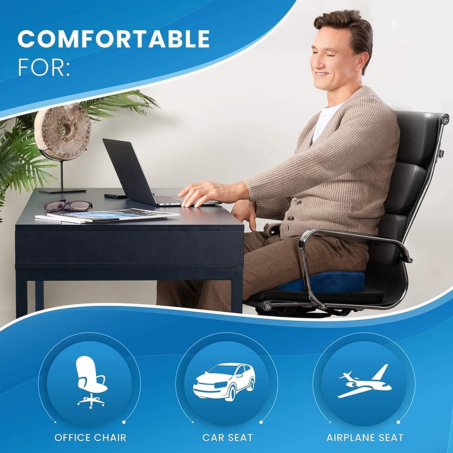 Foam Seat Cushion & Back Support Pillow for Office Chair - Image 6