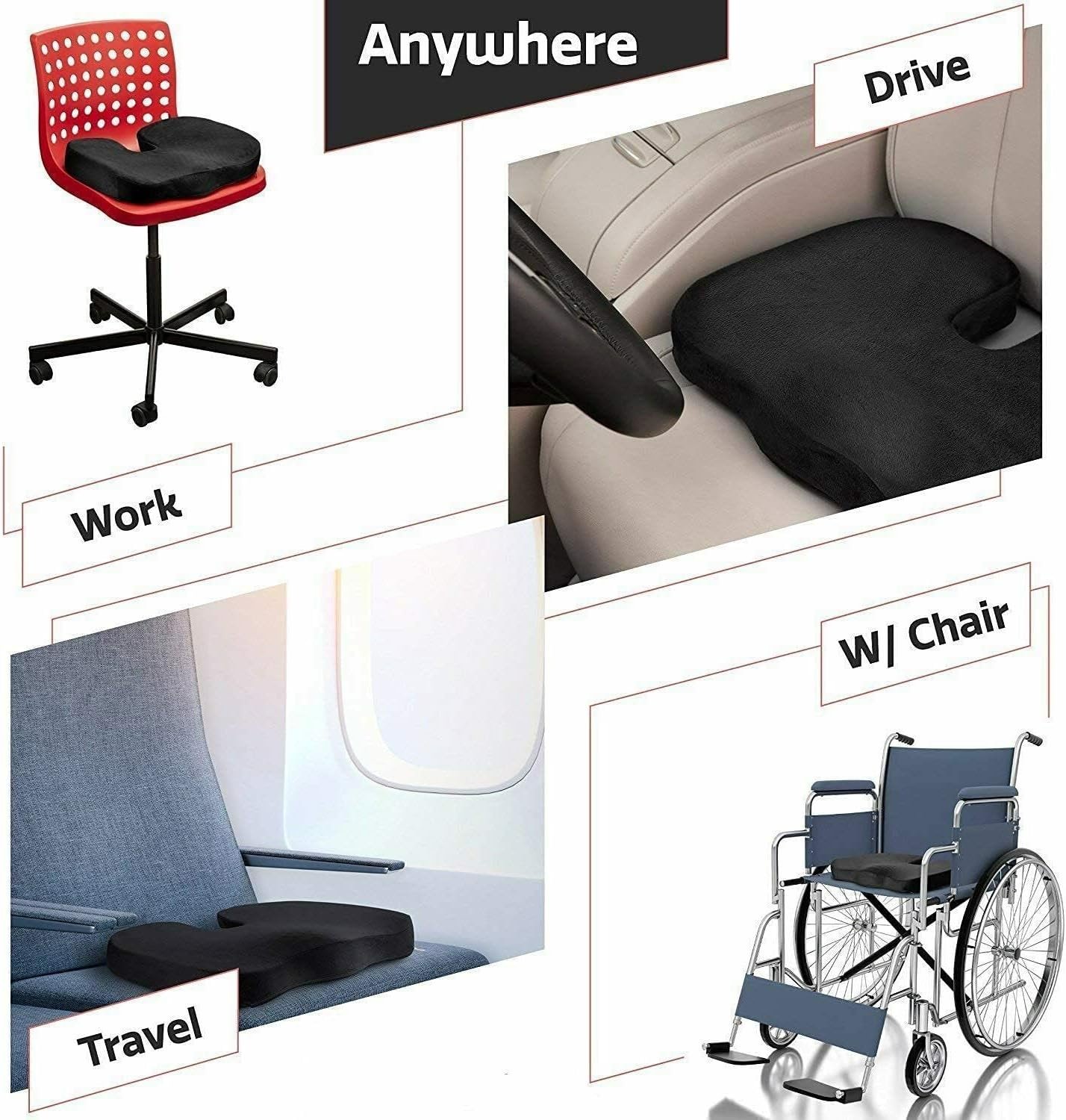 Coccyx, Tailbone, Sciatica, Lower Back Support and Pain Relief Seat Cushion (memoriable Foam) - Image 3