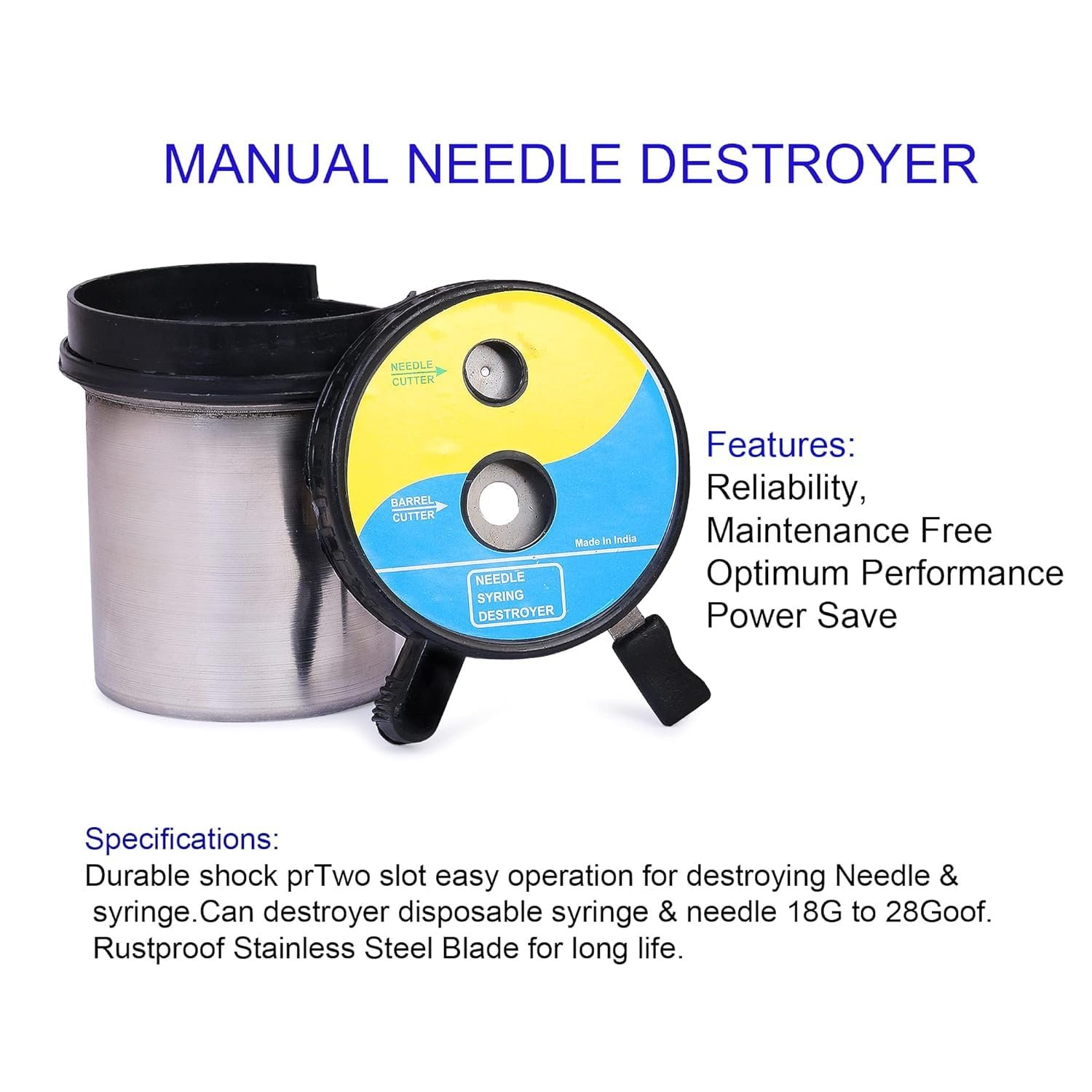 Manual Needle Cutter and Syringe Destroyer, Stainless Steel, Pack of 2 - Image 2