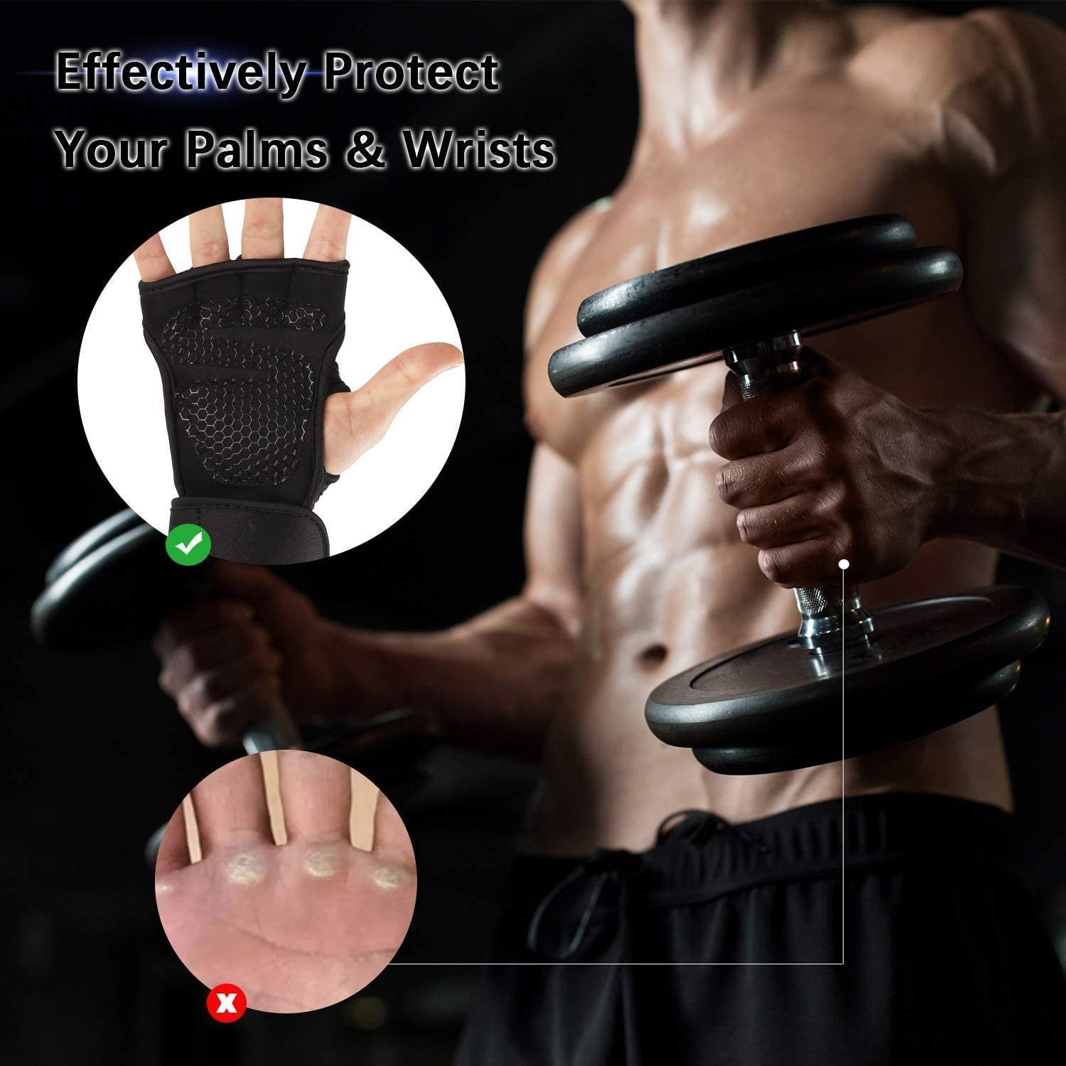 Workout Gloves with Wrist Support Gym Grip Anti Slip - Image 5