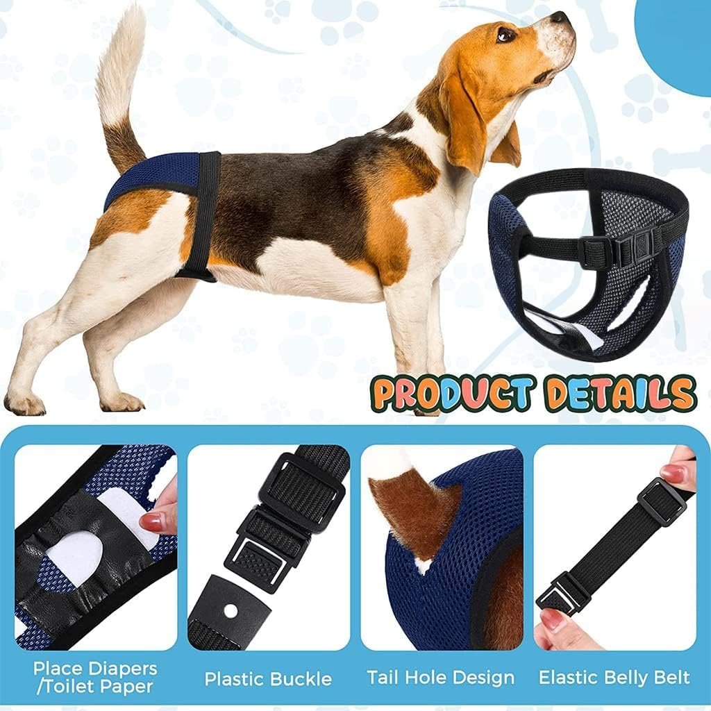 Pet Use Breathable Reusable Female Dogs Diapers with 3 Absorbption Cotton Pad Comfort Reusable Doggy Diapers for Female Dog, Puppy - Image 2