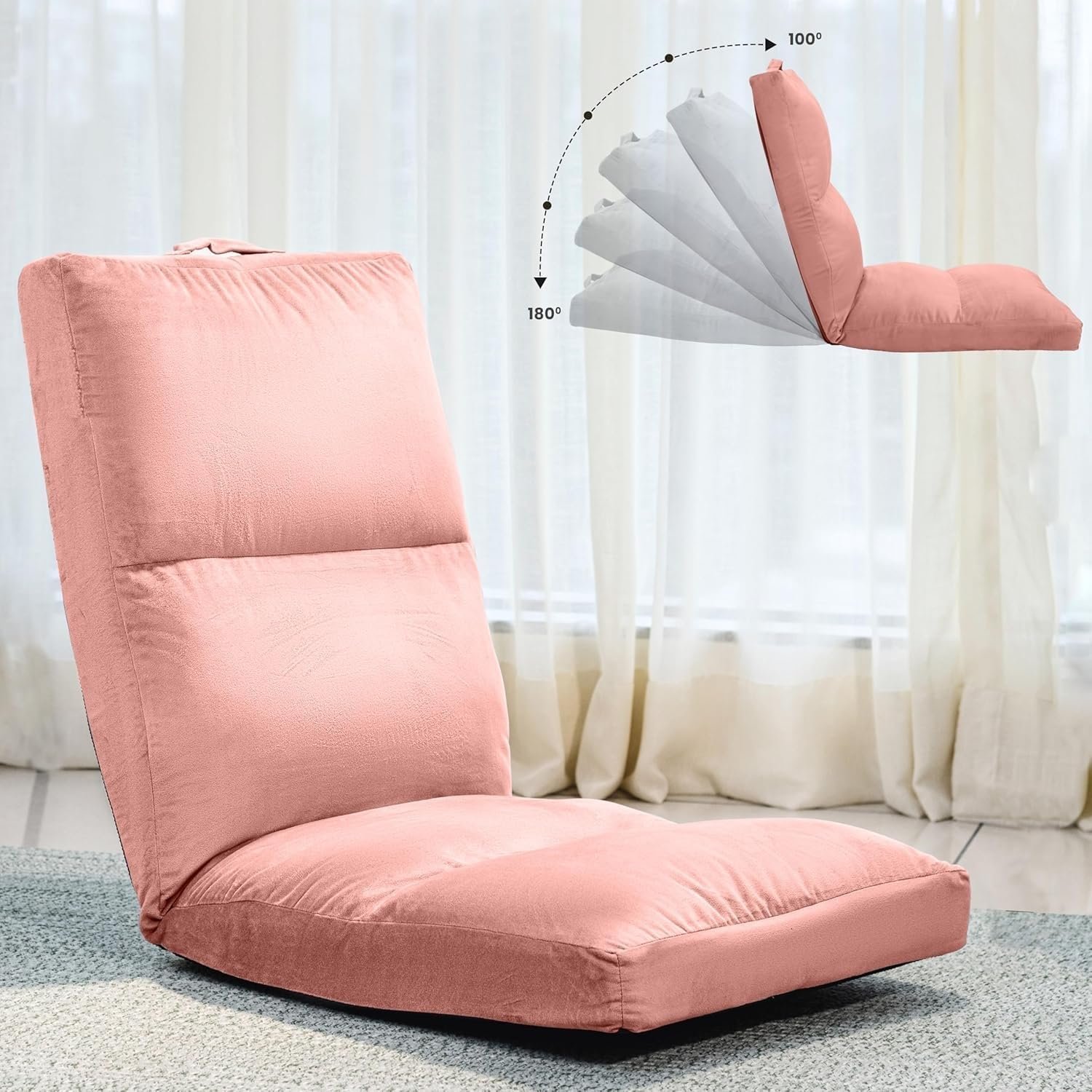 Reclining Floor Chair for Living Room | Meditation Chair | Adjustable Back Rest with 5 Position Lock-in | Back Support | Maintain Posture While Sitting on Floor for Yoga/Pooja Black - Image 3