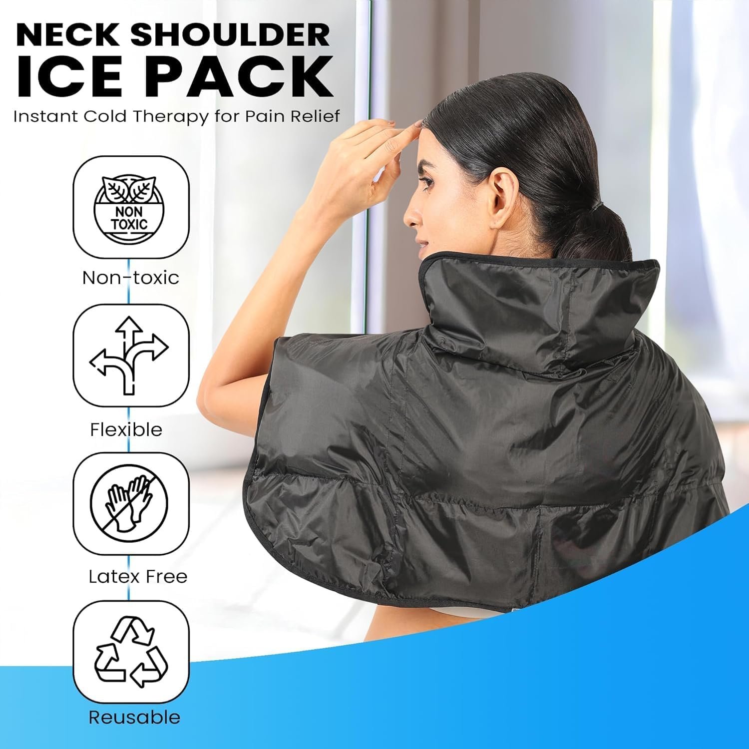 Neck & Shoulder Cold Pack Wrap for Pain Relief, Reusable - Image 3