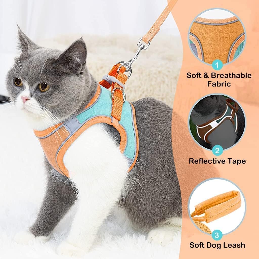 Cat Harness with Cat Leash for Walking, Adjustable Soft Sturdy Harness and Leash with Reflective Strip for Large Medium Small Cat (Size M) - Image 3