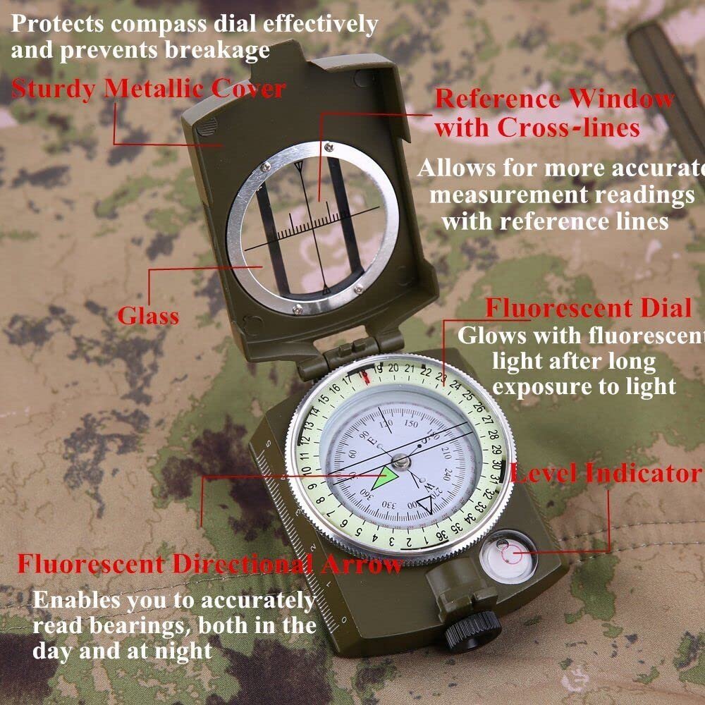 Compass, High Accuracy Waterproof Military Compass with Carrying Bag, Waterproof - Image 3
