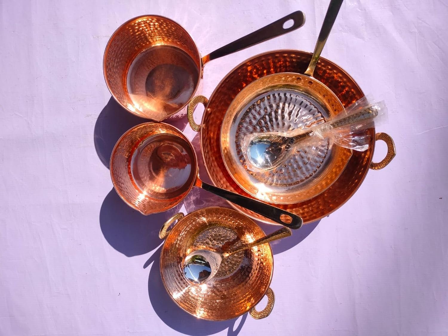 Pure Copper Cookware Set 10 Piece with Brass Handles - Image 6