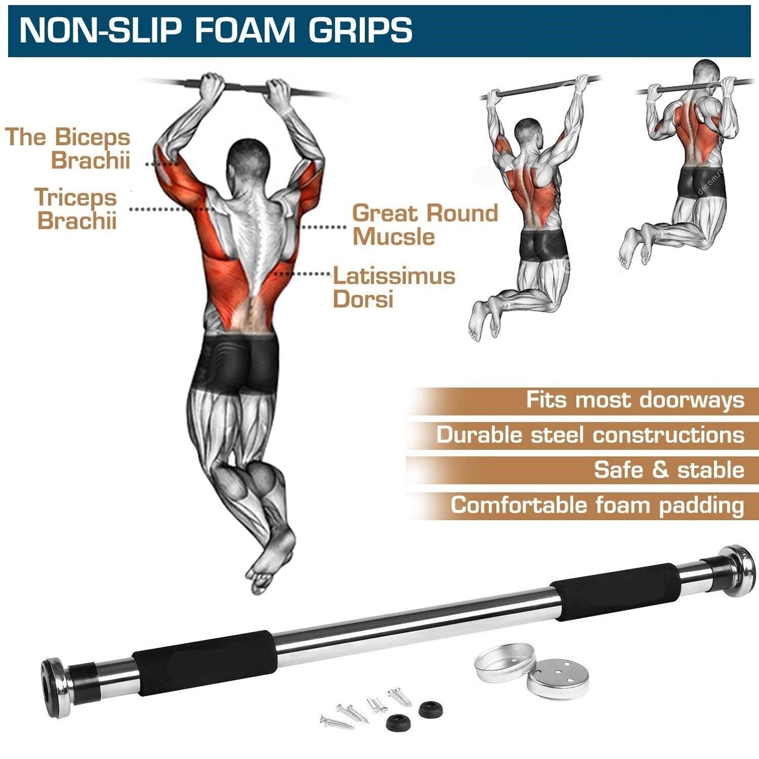 Stainless Steel Doorway Gym Bar, Chin Up Bar for Home - Image 5