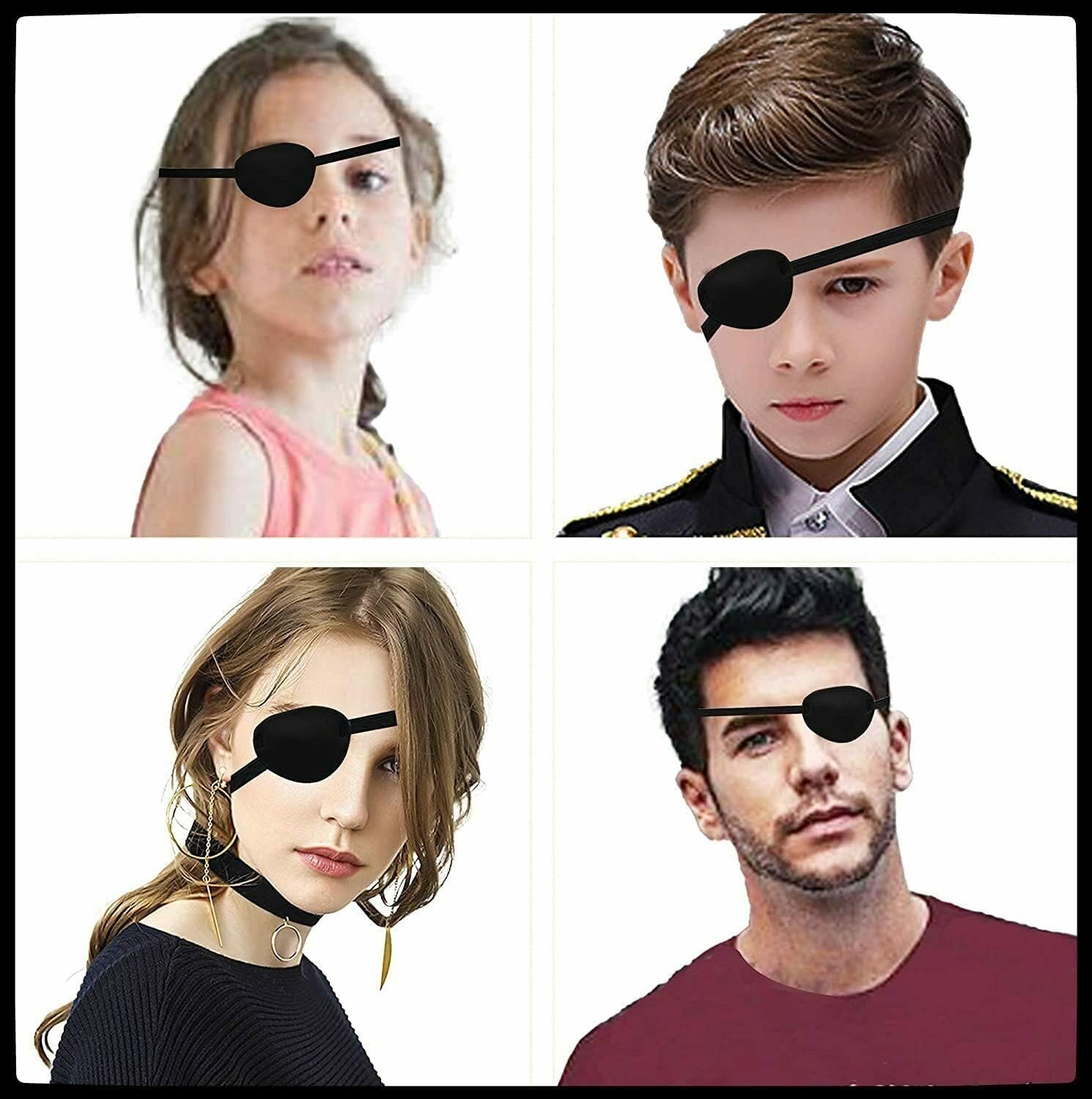 Adult Kid's Black Adjustable Soft Pirate Eye Patch Single Eye Mask - Image 9